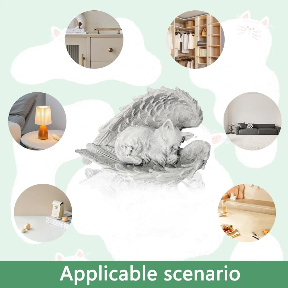 Tyafzzn Cat Angel Memorial Stone for Pets, Resin Cat Memorial Statue, Grave Ornament Cat, Tombstone Cat for Patio, Balcony, Garden or as a Gift image number 5