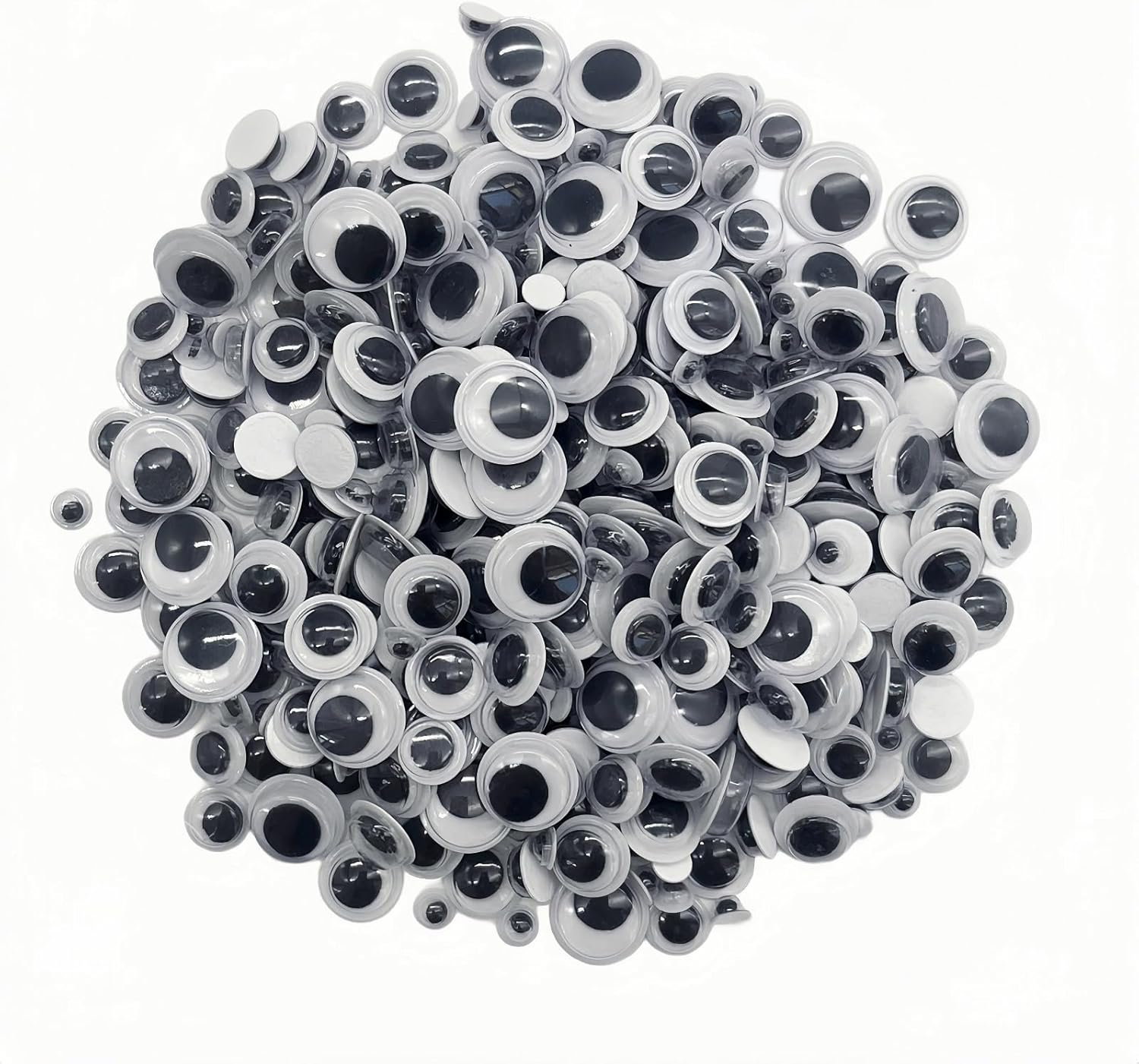 Castaic 500 Pieces 5Mm -15Mm DIY Googly Eyes with Adhesive Back, Moveable Black Eye Wiggly Craft for Kids and Holiday Decorations (500 PCS)