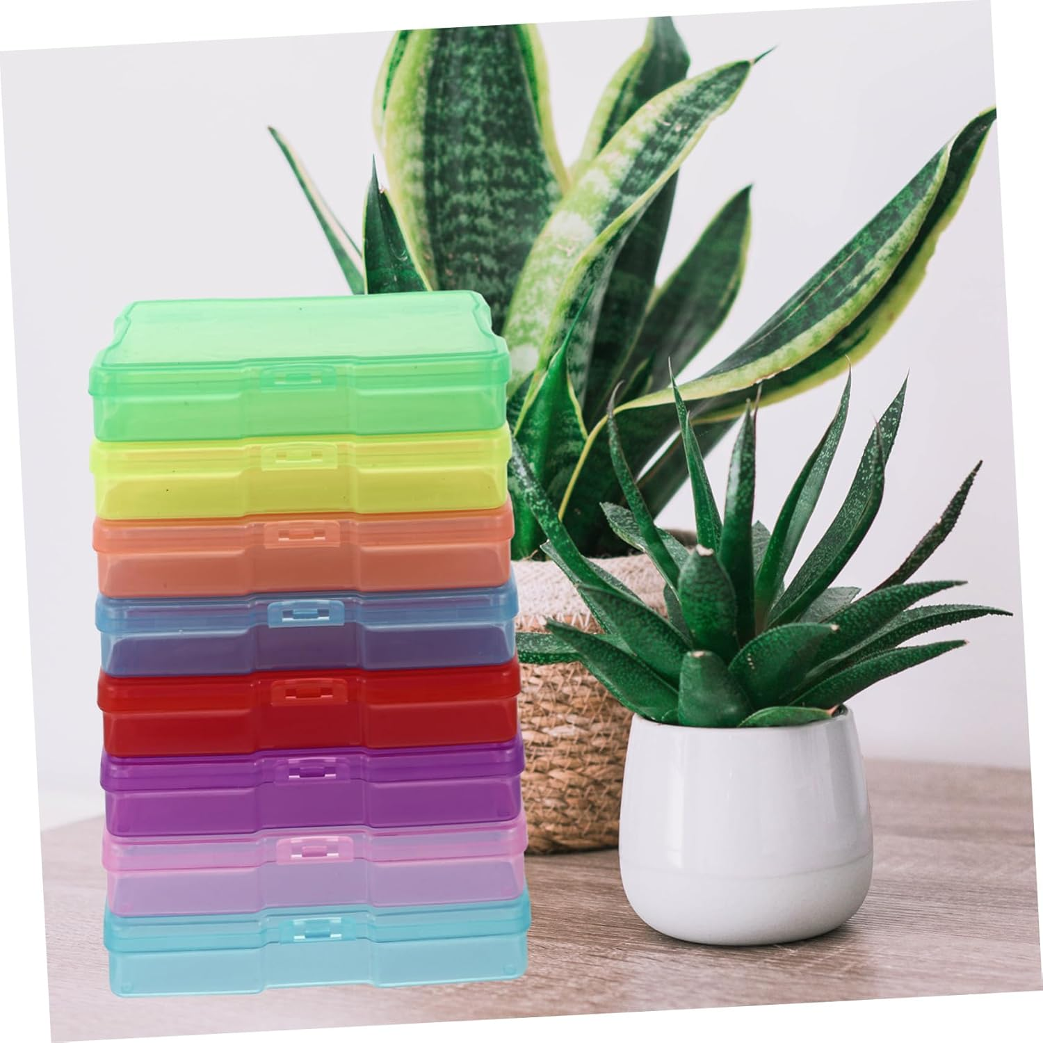 Mipcase 8Pcs Plastic Storage Boxes Photo Storage Container Postcards Organizing Case Multipurpose Jewelry Holder for Home and Office Mixed Colors 4X6 Inches image number 1