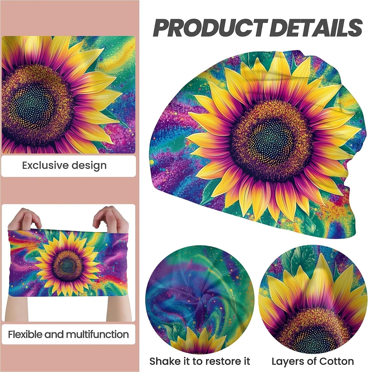 Abstract Neon Purple Women'S Slouchy Beanie Hat Cute Turban Hats Cancer Headwear Caps Baggy Skull Sleep Scarf