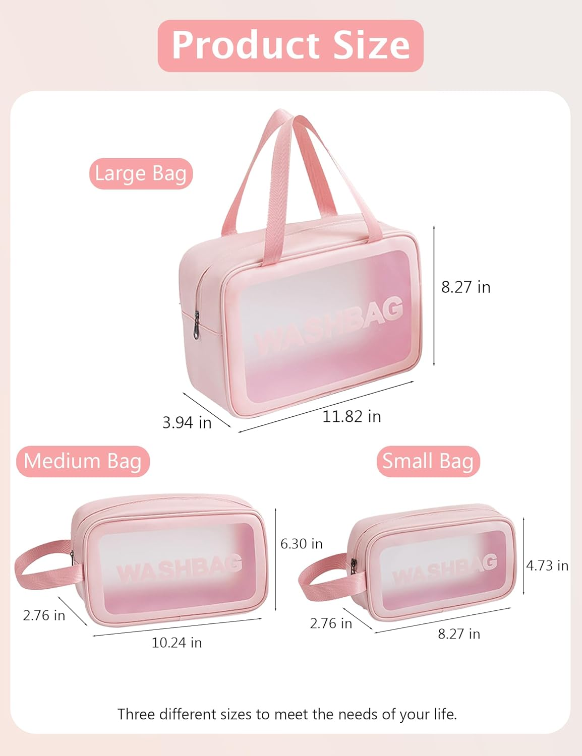 Travel Clear Makeup Bag, Portable Waterproof Cosmetic Organizer Case with Handle for Women, Essential Carry-On Travel Accessories for Toiletries and Brushes (3 Pcs-White) image number 2