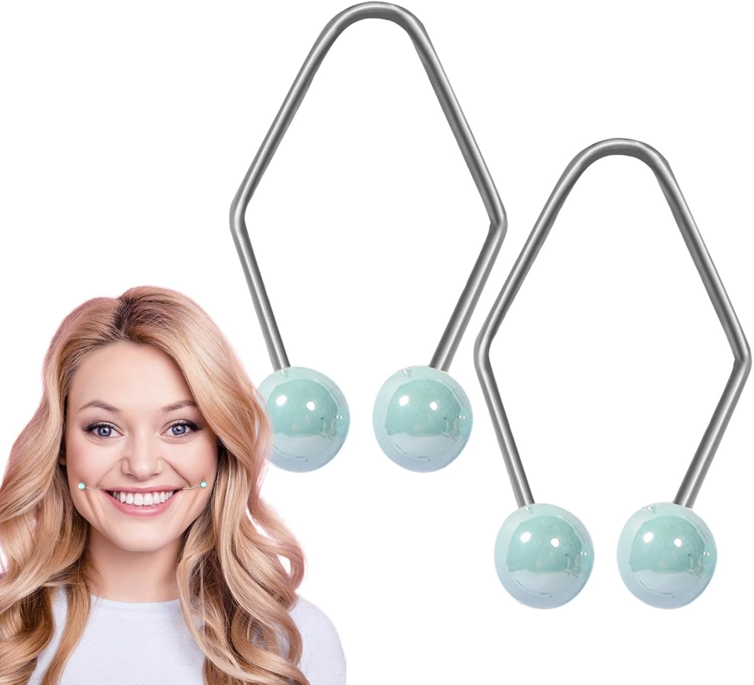 Dimple Maker, Natural Dimple Maker Cheeks, Smile Face Trainer Dimple Maker for Cheeks Cheek Exercisers Cheek Beauty Tool for Women Girls Gifts - Blue image number 4