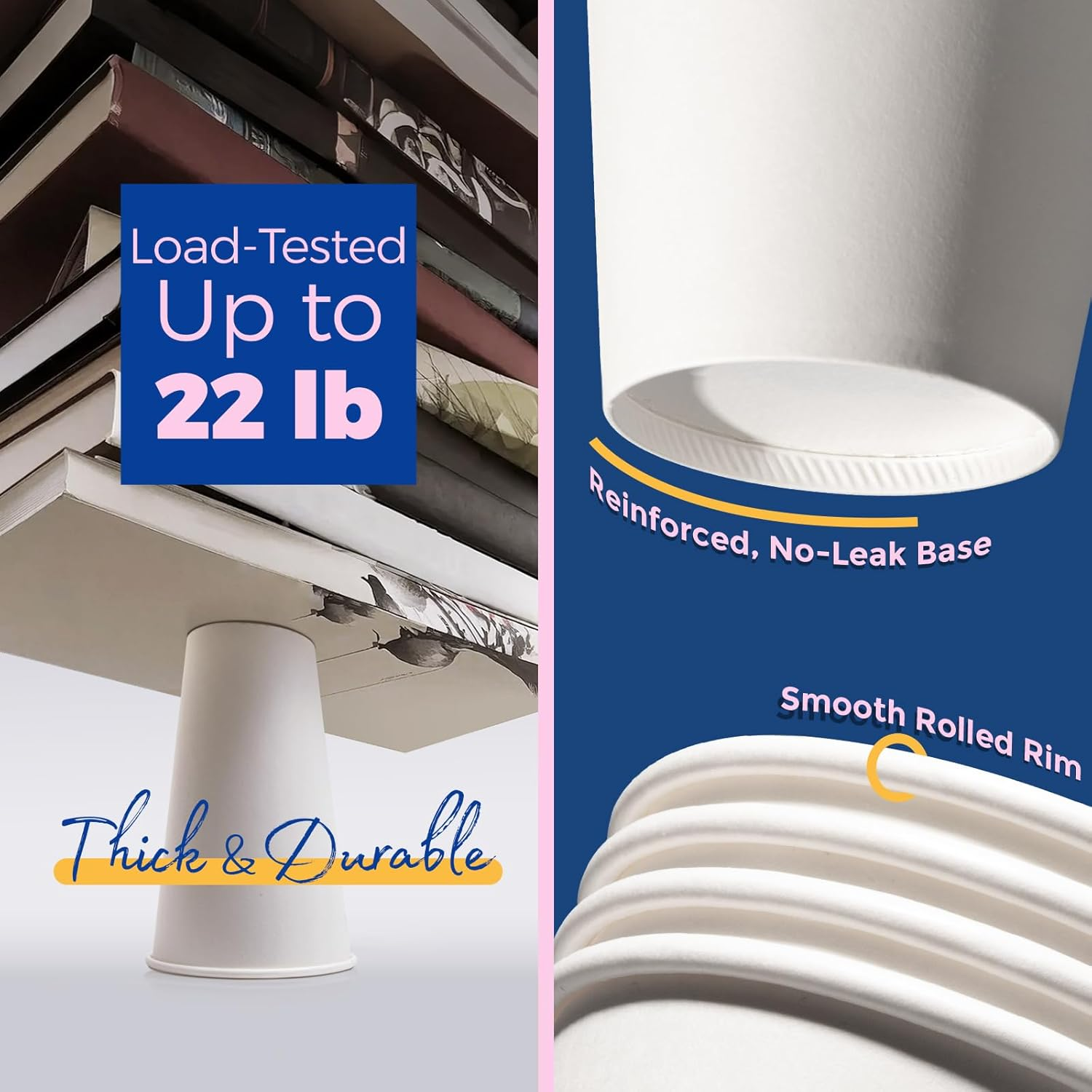 Fit Meal Prep [50 Pack] 16 Oz Hot Beverage Disposable White Paper Coffee Cup with Black Dome Lid and Kraft Sleeve Combo, Medium Grande image number 5