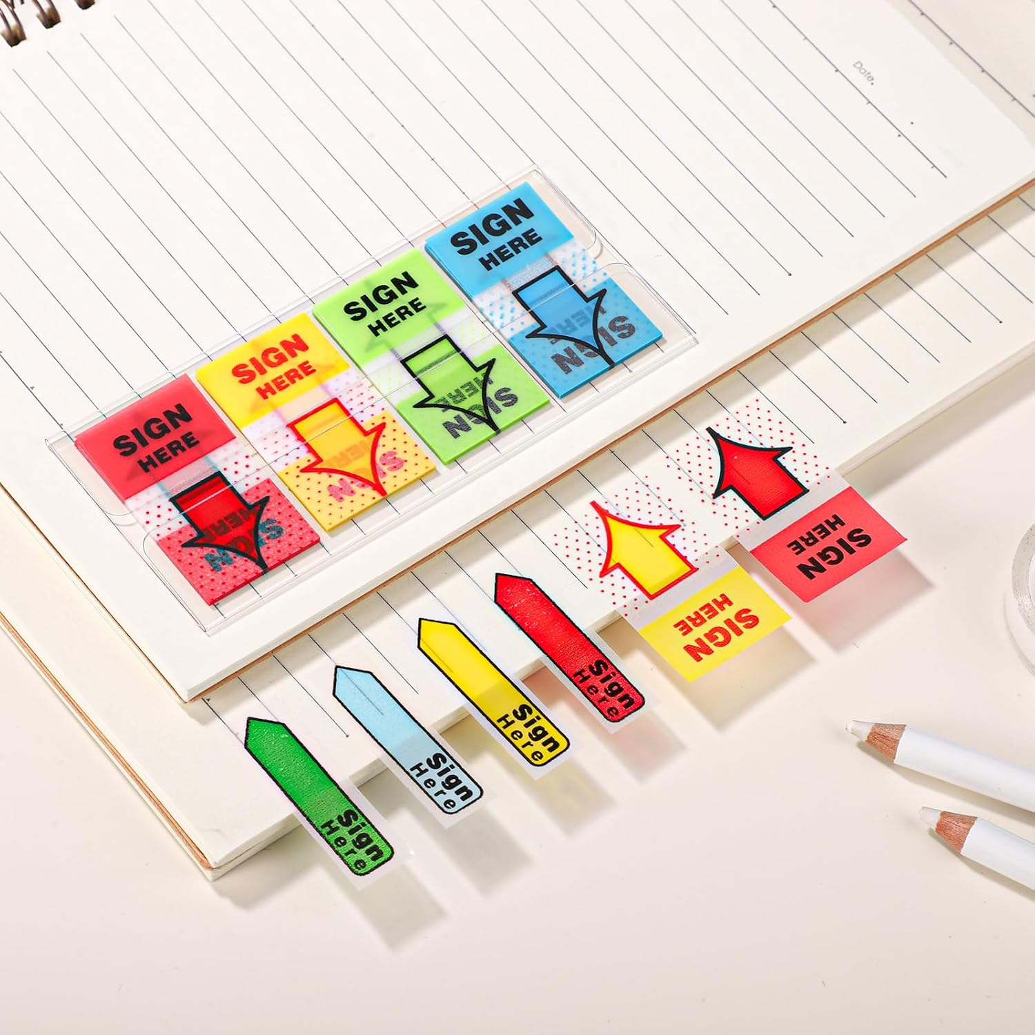 600Pcs/6 Packs Sign Here Tabs, Arrow Labels Stickers Sign Here Flags Sticky Signature Tabs Adhesive Message Post Tags for Documents Notebooks Home Office School Supplies (Red 2) - Red 1 image number 3