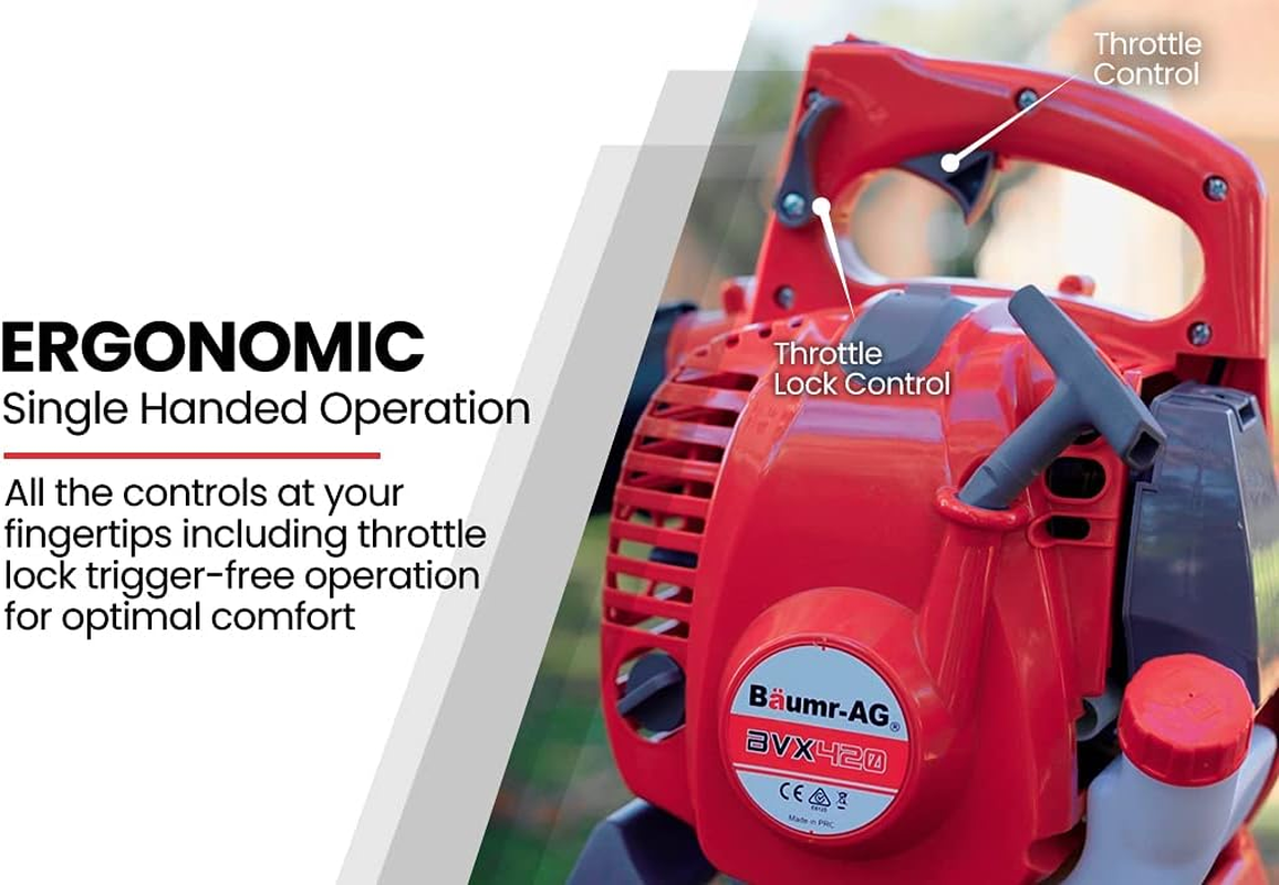 Baumr-Ag 2In1 Commercial Leaf Blower and Vacuum Lightweight 4-Stroke 25CC Petrol Powered image number 2