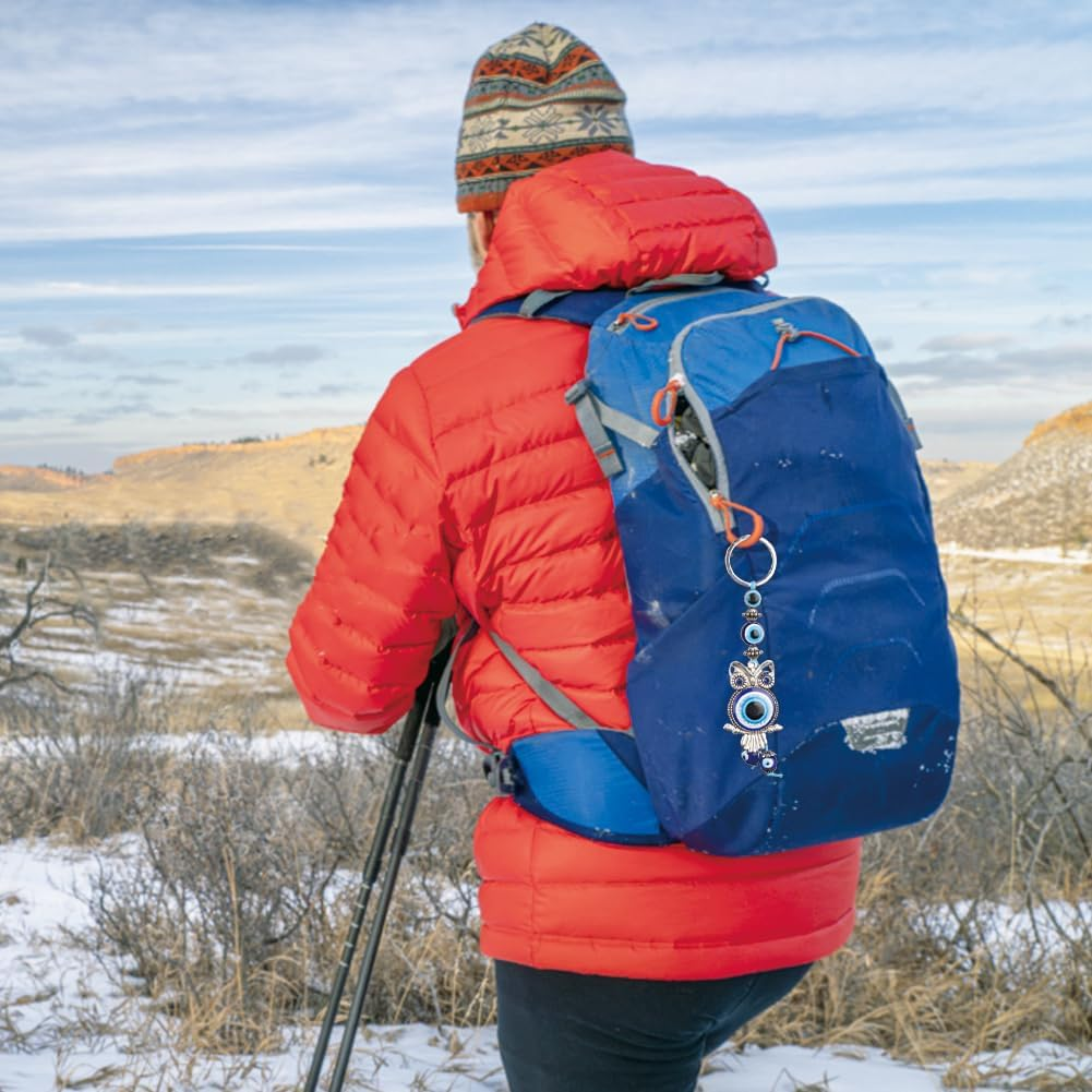 Evil Eye Key Chain, Evil Eye Owls Key Ring Blue Turkish Protection Charm Keys Holder Good Luck Hanging Stylish Pendants Car Handbag Decor Ornament Family Friends Birthday Christmas Graduation image number 4