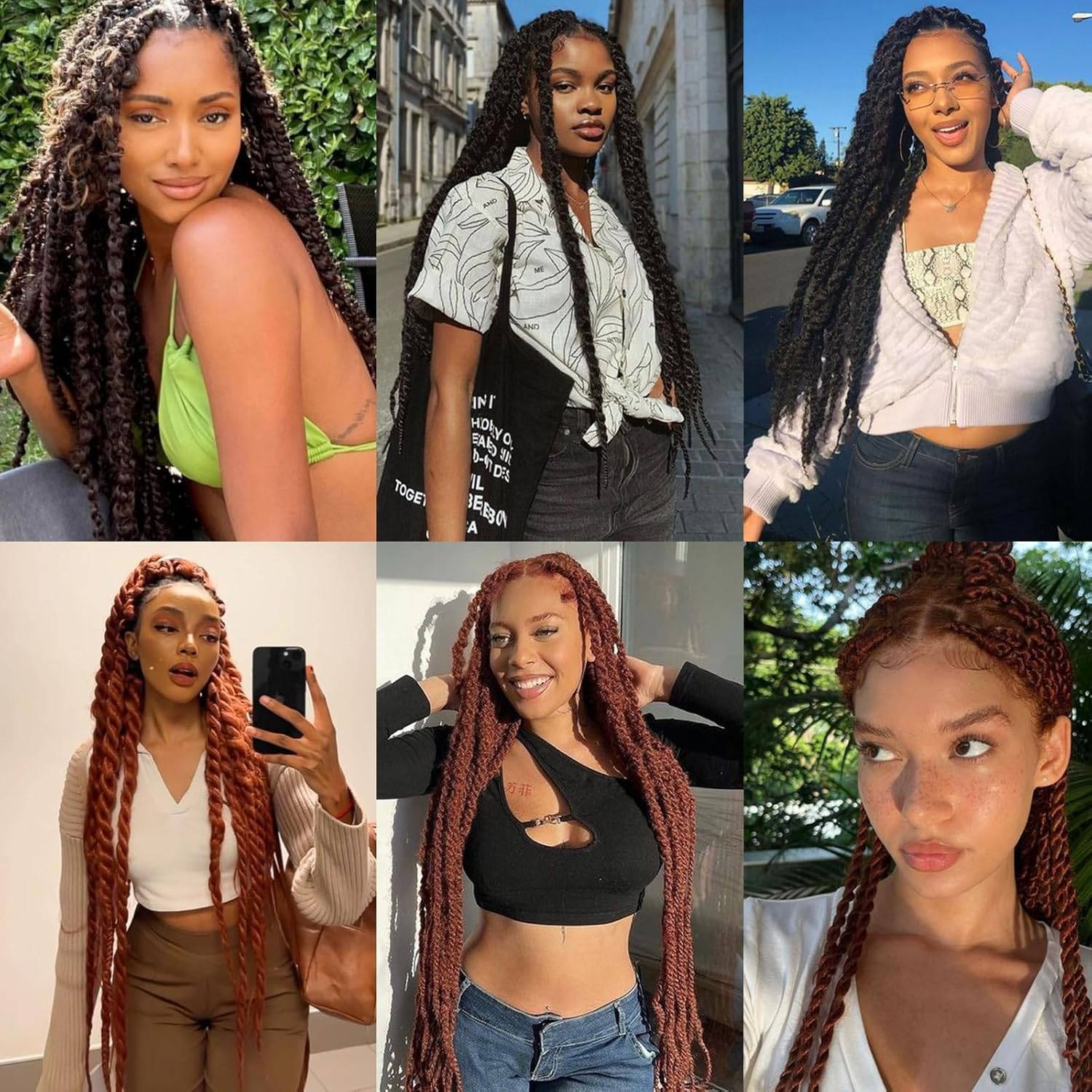 Samtress Marley Twist Braiding Hair 24 Inch Afro Kinky Twist Crochet Hair Extensions 8 Packs Ombre Springy Afro Kinky Twist Crochet Hair for Faux Locs Synthetic Braiding Hair for Women (#1B/30/27) image number 6
