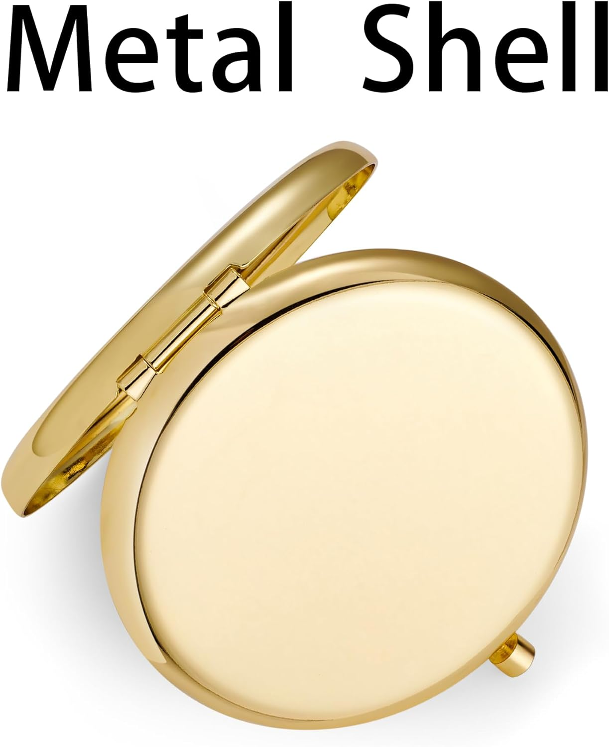 Compact Mirror, Pocket Travel Makeup Mirror for Purse, Metal round Shell, 2-Sided 1X/2X Magnifying, Portable, Folding, Handheld, Gold, 1 Pack image number 5