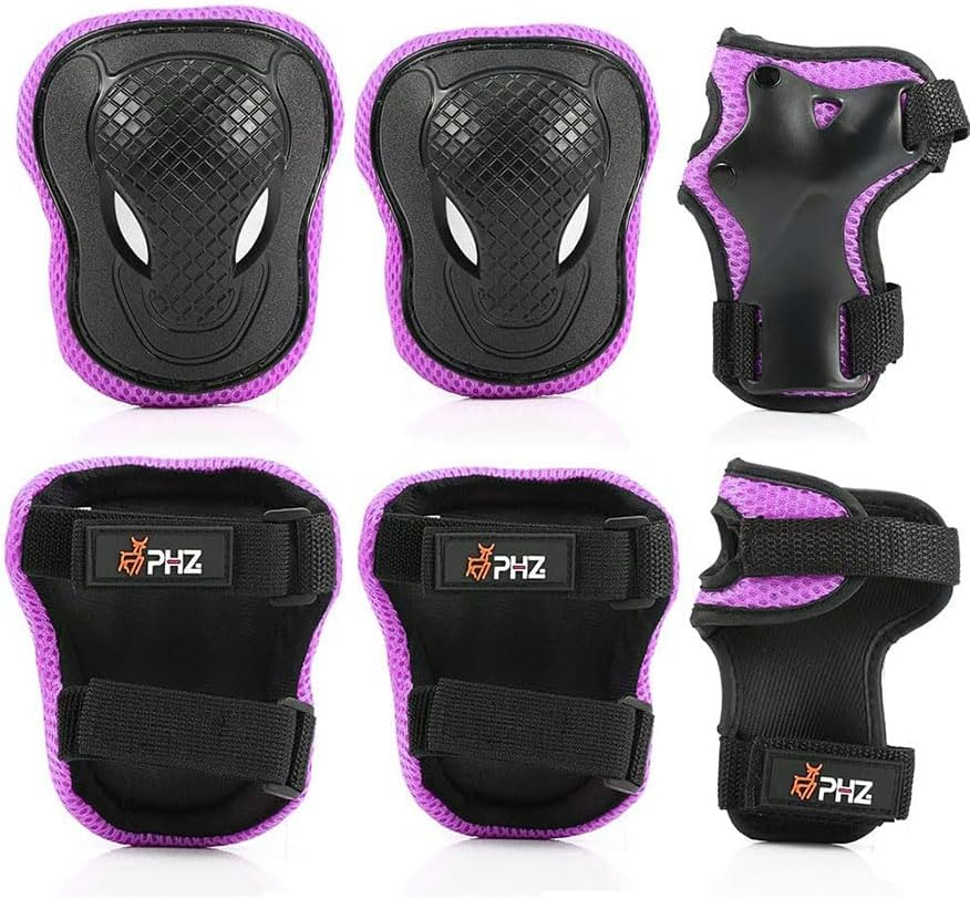 PHZ. Kids Knee Pads Elbow Pads Wrist Guards 6 in 1 Protective Gear Set for Inline Roller Skating Skateboarding Scooter BMX Etc. image number 6