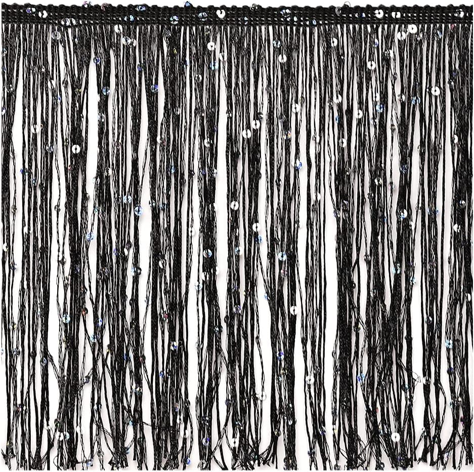 Fringe Trim Tassel 8 Inch Wide 2 Yards Long for Clothes Accessories Latin Wedding Dress DIY Decoration (3-Gold)