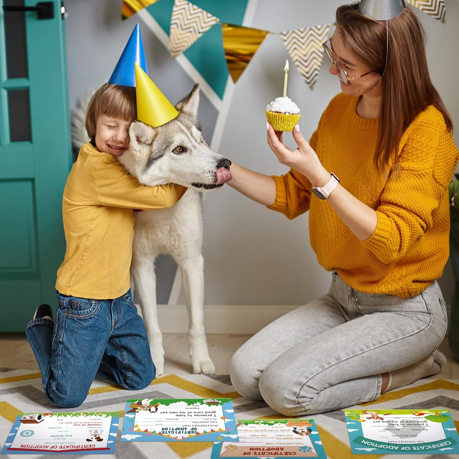 Dunzoom 24 Pcs Dog Adoption Certificates Adopt Puppy Certificate for Puppy Parties & Pet Adoption Centers 11 X 8.5 Inches image number 2