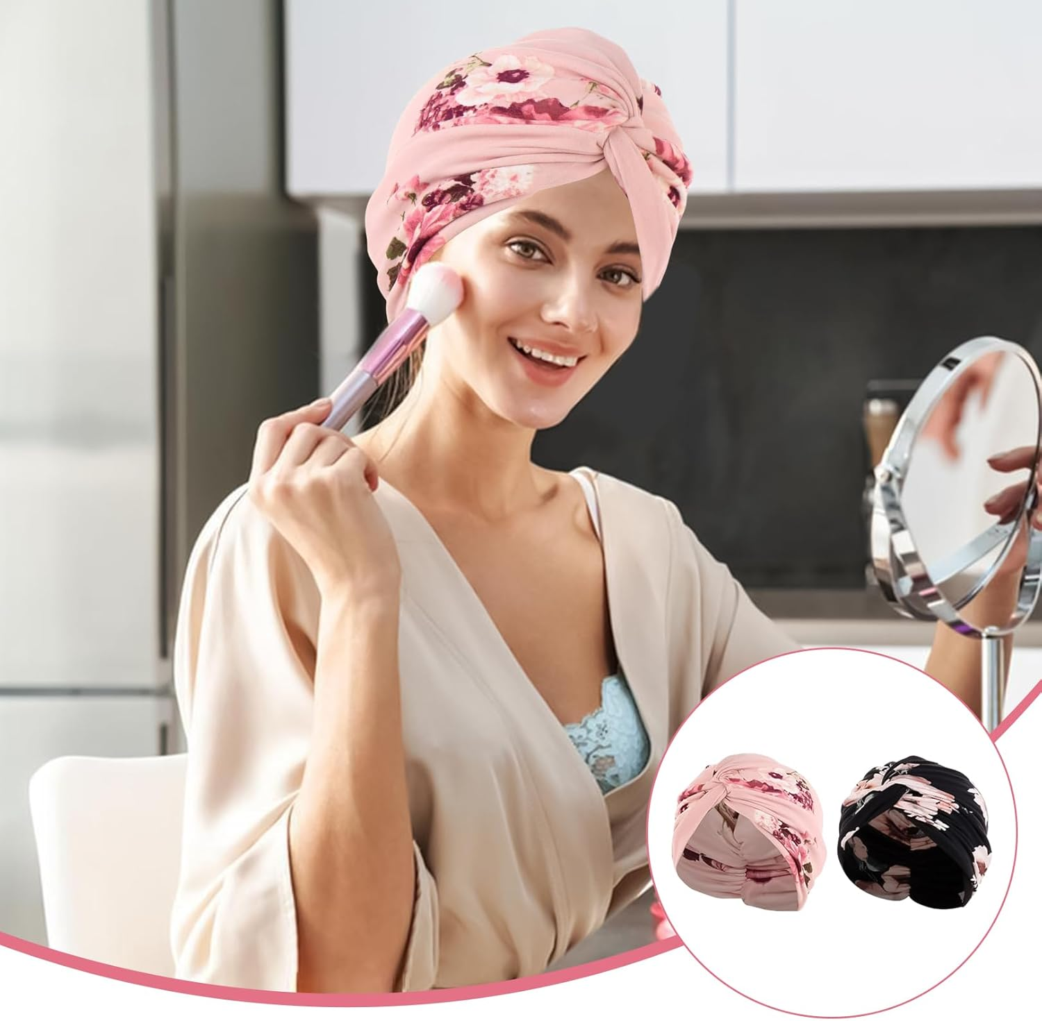 Women'S Chemo Hats, Turban, Chemo Headgear, Women'S Headscarves for Cancer Patients, Hats for Cancer Patients, Headscarf Hair Band, Pre-Tied Beanie Headpiece, Pleated Hat for Women image number 5