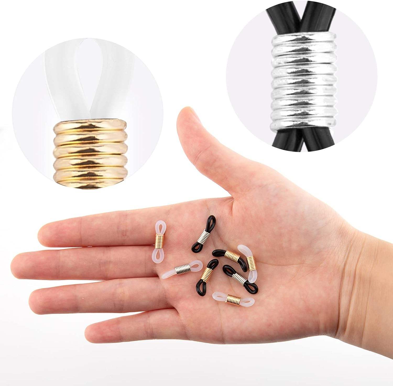 KINBOM 40Pcs Adjustable Silicone Eyeglass Chains Ends Long Strap Holder Chain End Connectors for Eyeglass Holder Chain Strap