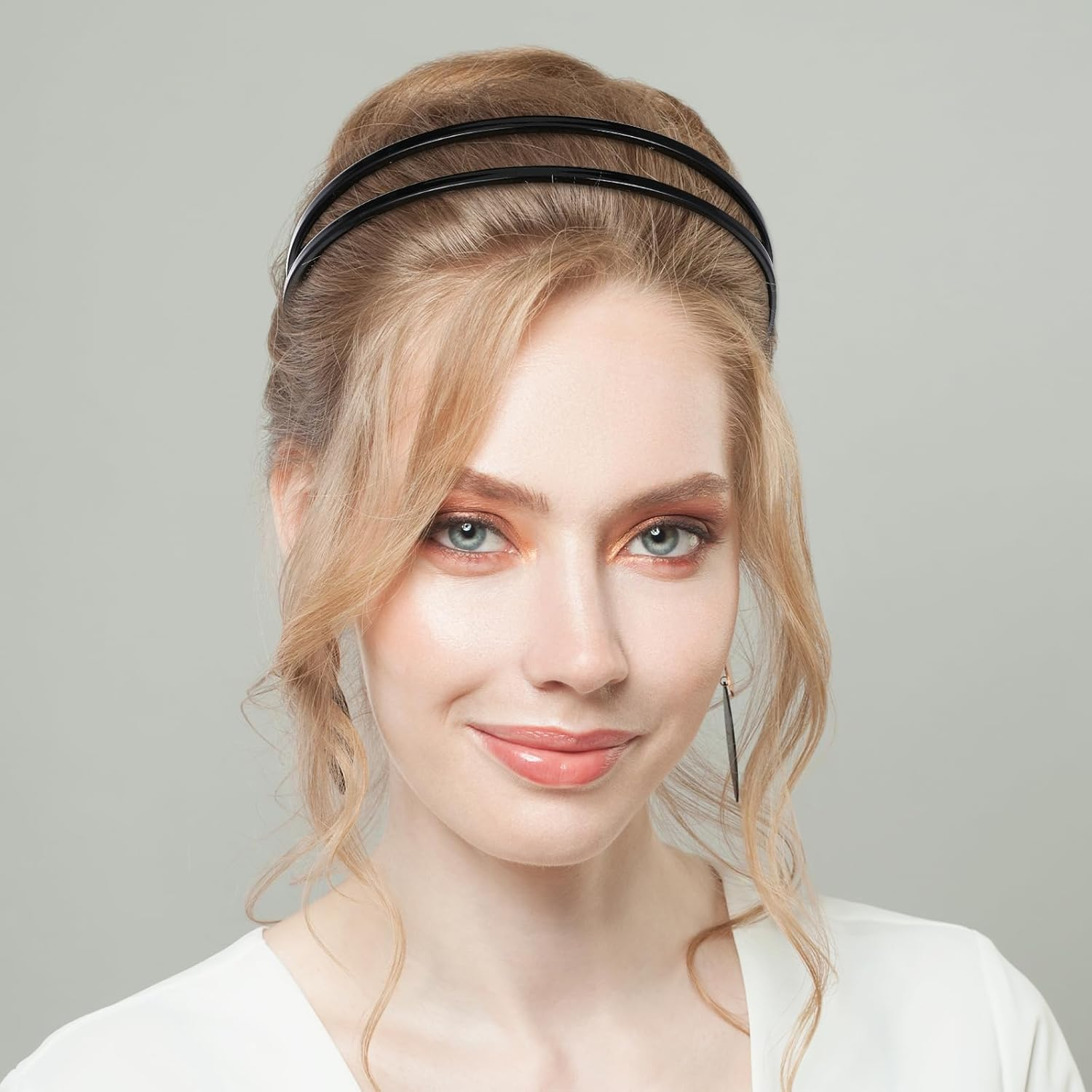 Plastic Headband, Pack of 2, Double Row Headbands, Women'S Black with Teeth, Non-Slip Headband, Thin Hair Band, Accessories, Headpiece for Women, Girls, Daily Wear image number 4