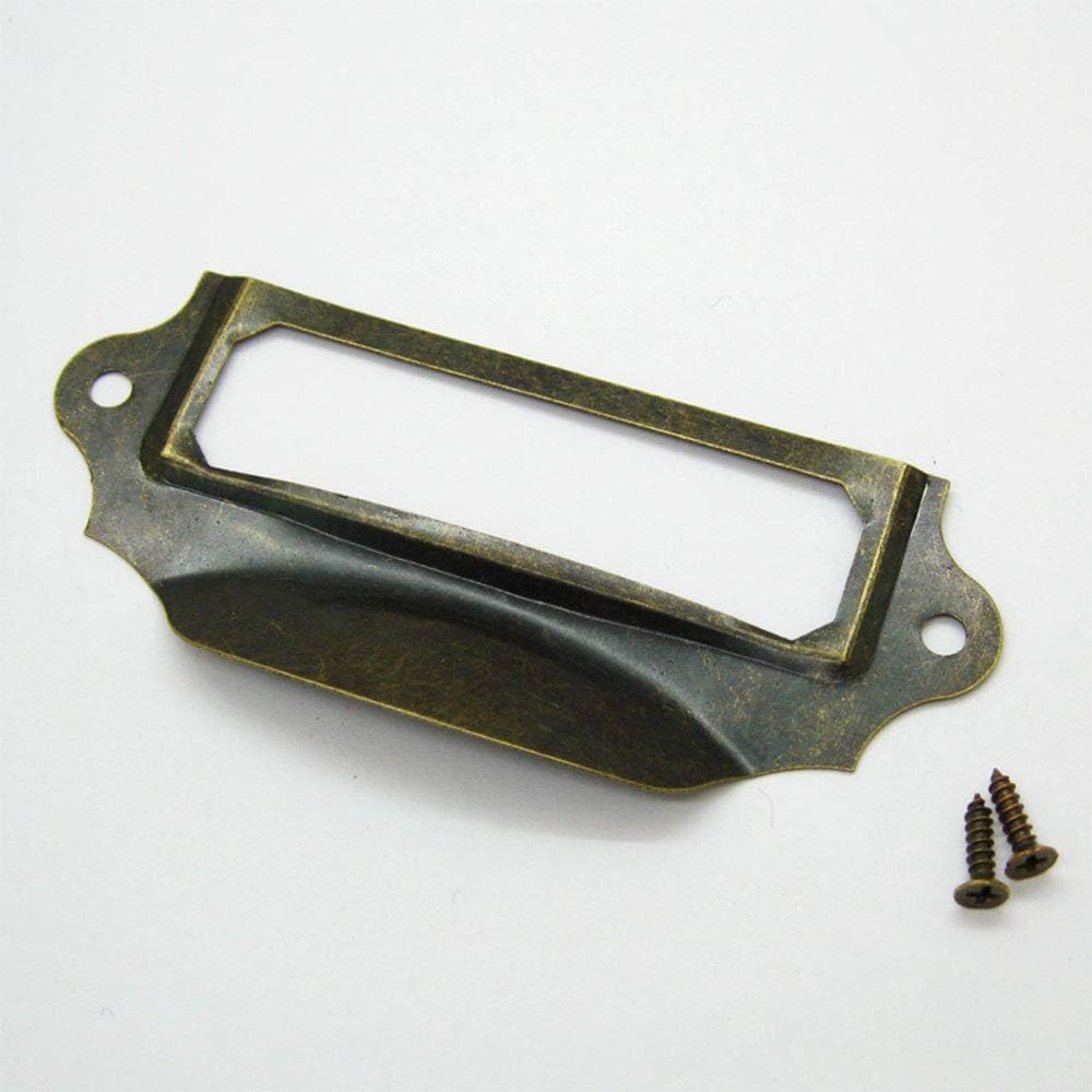 Sagasave Label Holder Pull Handles, Vintage Iron Label Frame Drawer Knobs with Screws for Cabinet Cupboard, Bronze Tone, 90X40Mm, Pack of 8 image number 1