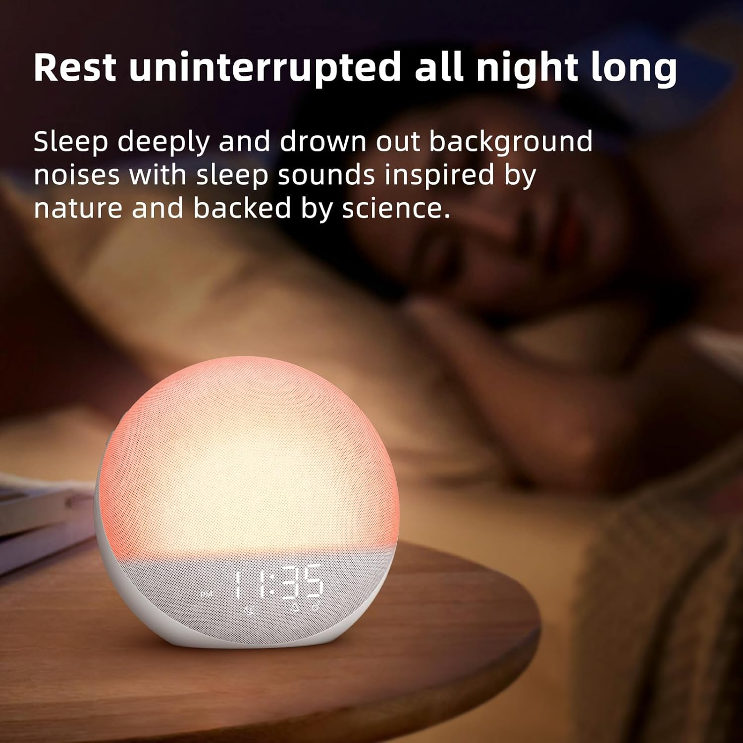 Sunrise Alarm Clock White Noise Machine: Natural Wake up Light - Dimmable Clock with Bluetooth Speaker for Bedroom - 25 Sleep Sounds for Baby Adults Kids Frost White image number 1