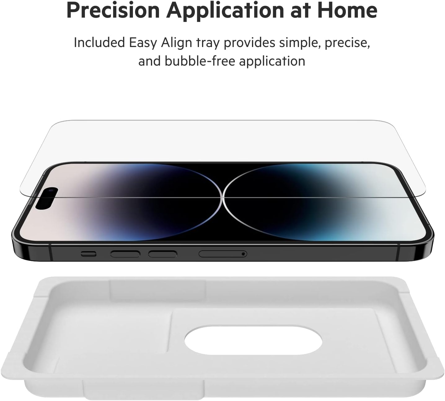 Belkin Temperedglass Iphone 14 PRO MAX Screen Protector, Antimicrobial-Treated, Easy Bubble Free Application with Included Installation Guide Tray, 9H Hardness Tested (Ova102Zz) image number 1