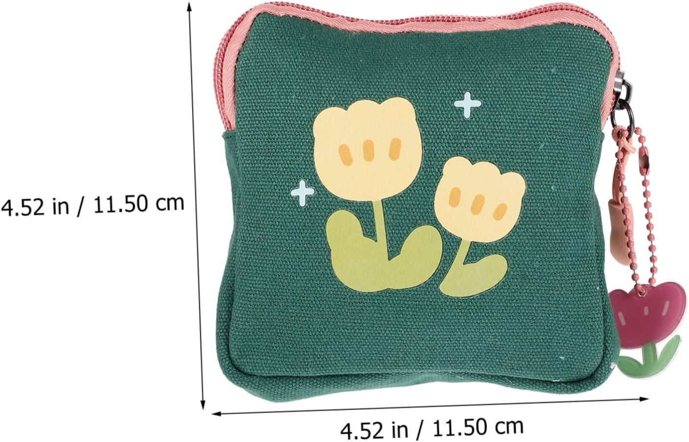 GOOHOCHY Floral Square Coin Purse Teen Storage Bag for Periods Nappy Bags Sanitary Napkin Pouch Lightweight Portable for Students Outdoors image number 4