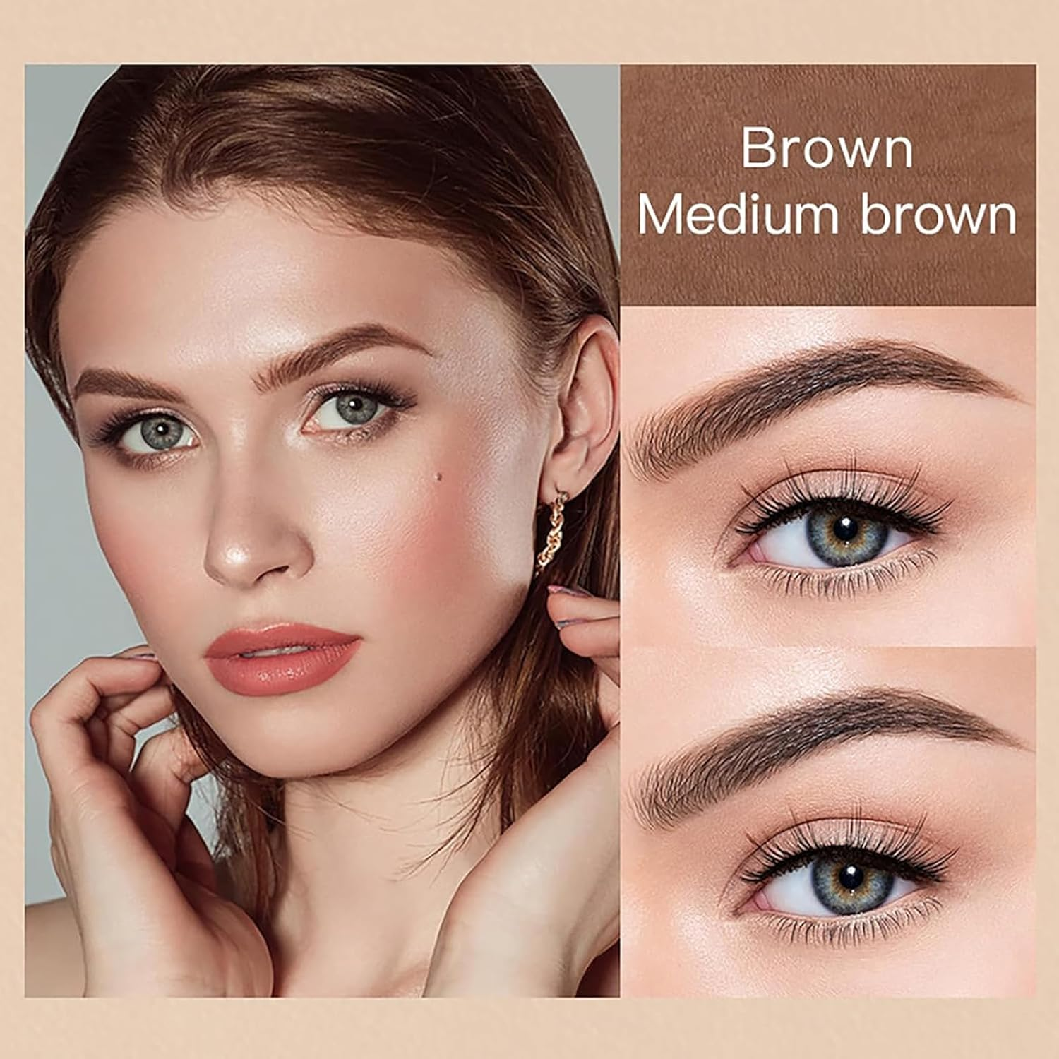 Brown and Medium Brown Eyebrow Stamp Stencil Kit with Dual-Color Eyebrow Stamp Pomade,20 Reusable Eyebrows Stencils, Brush, Razor, Waterproof Eye Brow Stamping and Shaping