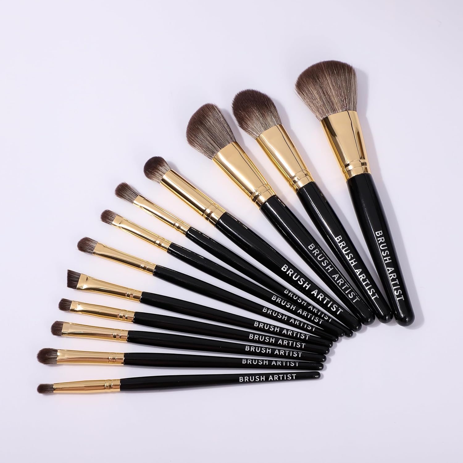 BRUSH ARTIST Black Golden Makeup Brush Set of 12Pcs with Cotton Bag, Foundation Sponge, Face Powder Brush, Contour Brush, Blush Brush, Eyeshadow Brushes, Concealer Brush,Premium Synthetic Fiber image number 4