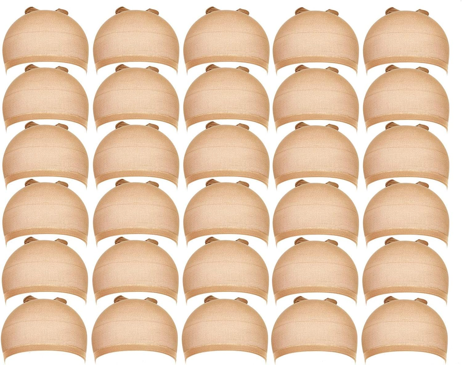 DEPHNARSA Stocking Wig Caps, 24 Pieces Stretchy Nylon Wig Caps Stocking Caps for Wigs Wig Caps for Women Men (E-Beige) image number 1