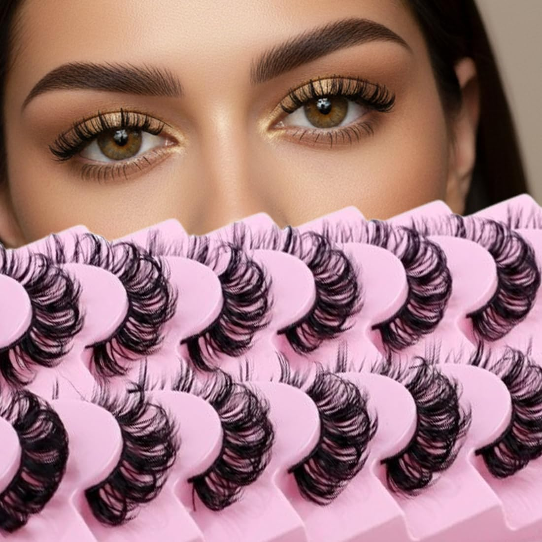 False Eyelashes Fluffy Lashes Strips Fake Eyelashes Natural Look Wispy Russian Lashes Extensions 10 Pairs image number 2