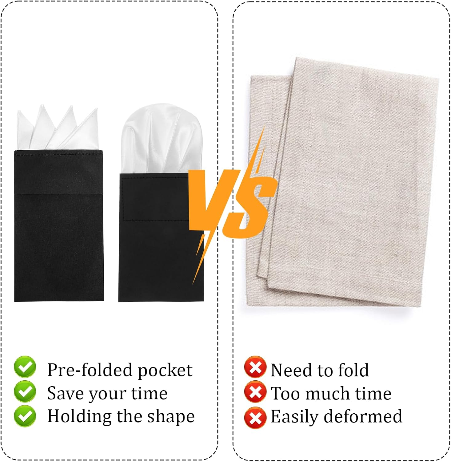 YBEATY 2PCS Prefolded Pocket Squares Pre-Folded Pocket Squares on Card Pockets Handkerchief White Masculine Polyester Suit Handkerchiefs Solid Color Pockets Hankies for Business Wedding Jacket Tuxedo image number 6