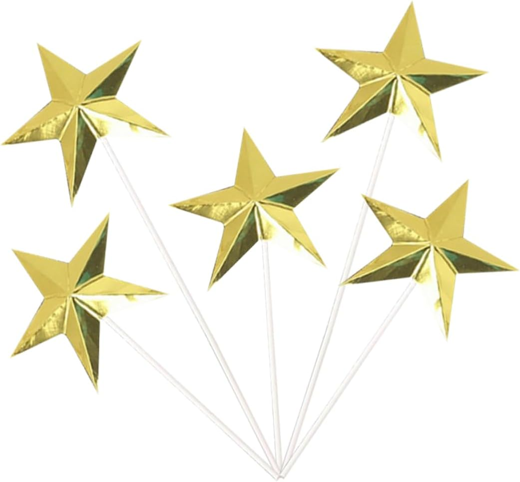LABRIMP 60Pcs Star Cake Picks Sequin Cupcake Toppers Dessert Topper Birthday Cupcake Toppers Gold Party Decorations Cake Picks Wedding Glitter Gold Wedding Decor Insert Card Baby Christmas image number 6