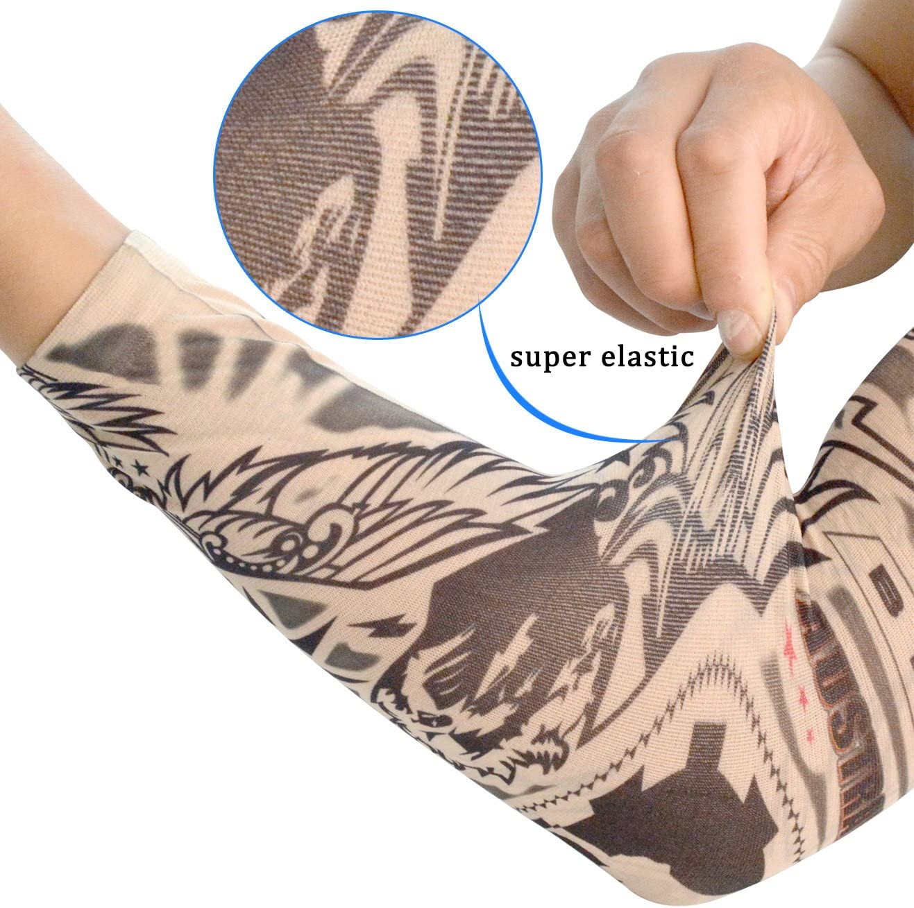 20Pcs Tattoo Arm Sleeves Temporary Fake Slip on Arm Protector Body Art Arm Stockings Accessories - Designs Tribal, Dragon, Skull, and Etc.By HOVEOX