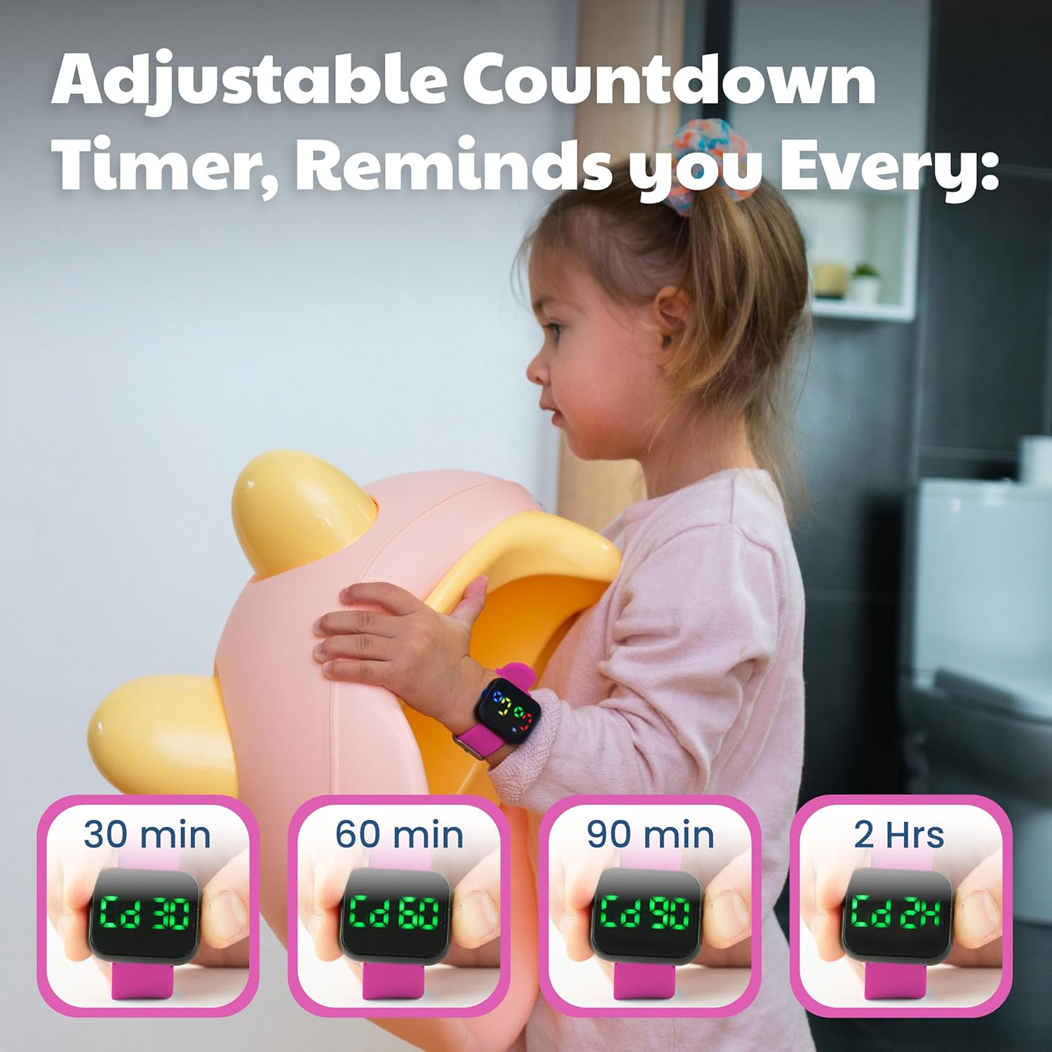Potty Training Watch for Kids V2 a Water Resistant Potty Reminder Device for Boys & Girls to Train Your Toddler with Fun/Musical & Vibration Interval Reminder with Potty Training Ebook - Magenta image number 4