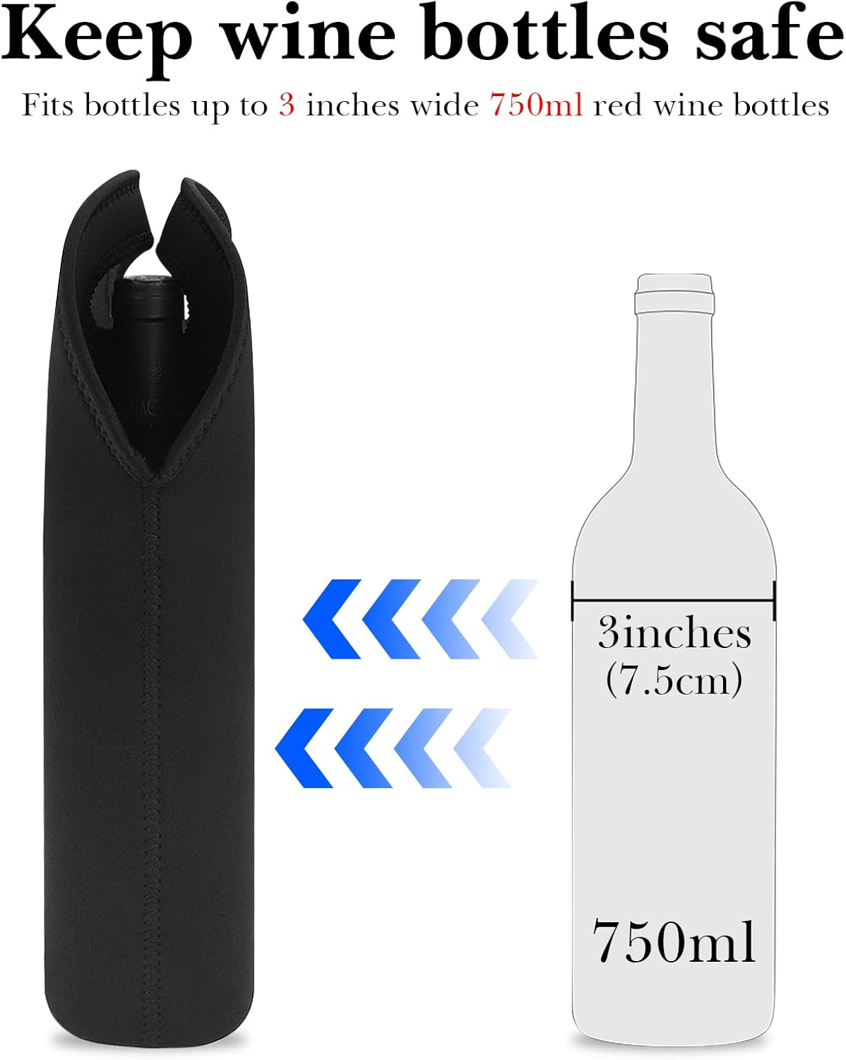 Linkidea Wine Travel Cooler Bag Holder, Two Bottle Wine Tote & Portable Beverage Chiller, Dual Slots Beer Insulated Neoprene Handbag, Compatible with Wine, Beer (Black)