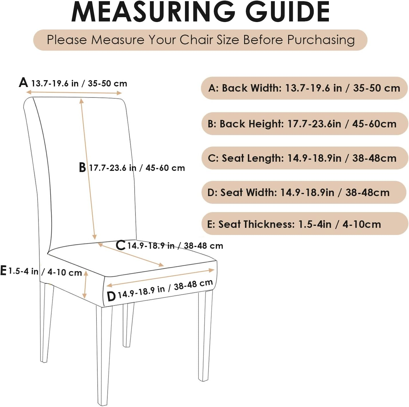 WOTOW Dining Room Chair Cover Set of 6, High Elasticity Removable and Washable Chair Cushion Protector for Kitchen Home Party image number 6