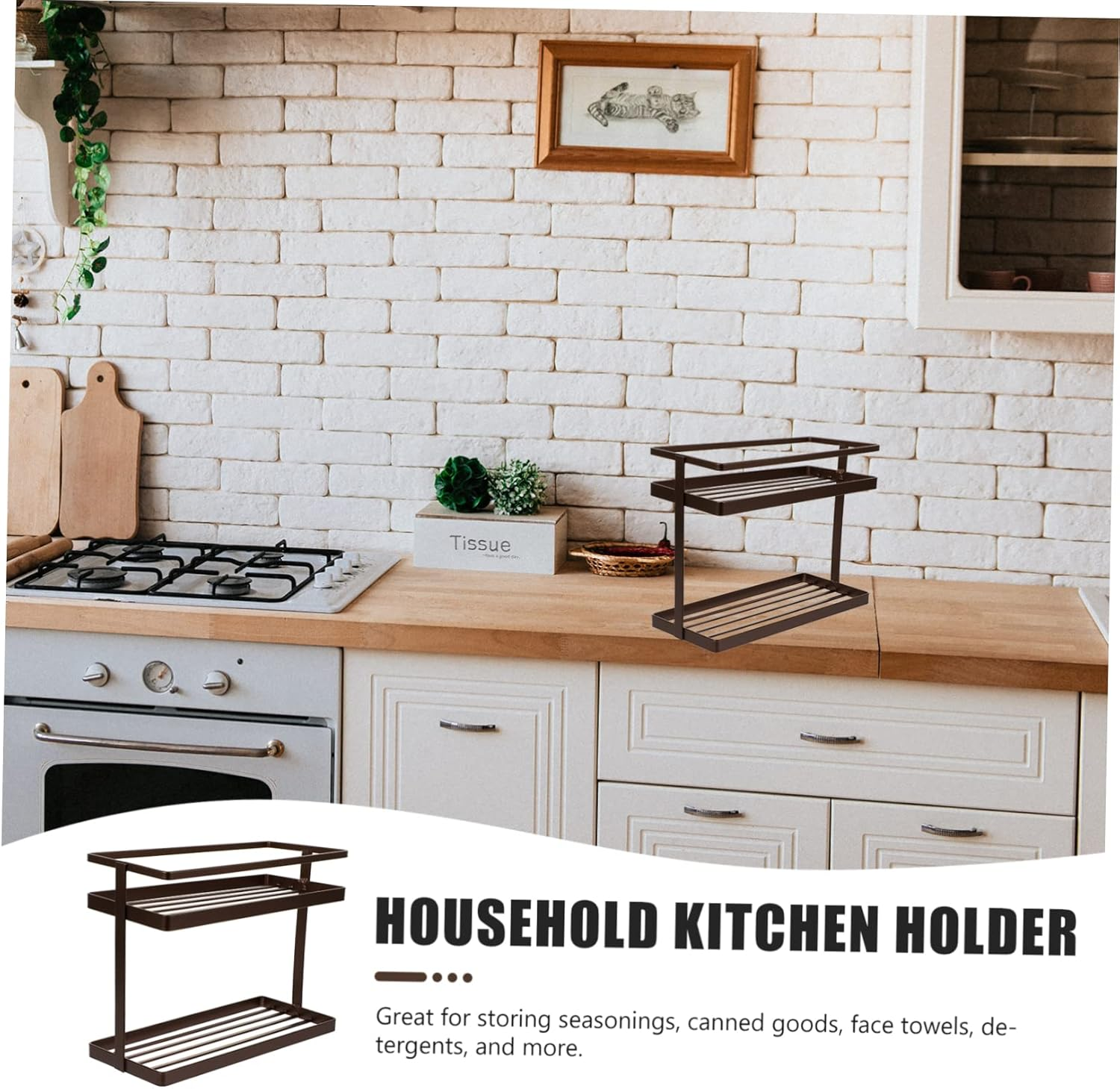 Holibanna Desktop Kitchen Organizer Multi-Functional Spice Storage Rack for Home Use Two Design Stylish for Seasonings and Household Items image number 1