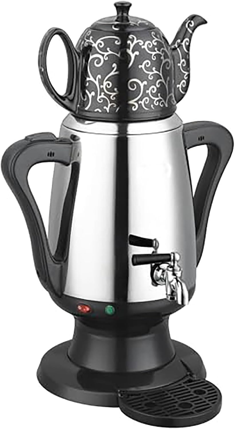 YZRDCXM Electric Turkish Coffee Maker, 4L Double Wall Stainless Steel Hot Water Kettle, Auto Shut off & Boil Dry Protection, Dual Kettle Design, Anti-Scald Handle, White, 2L Capacity