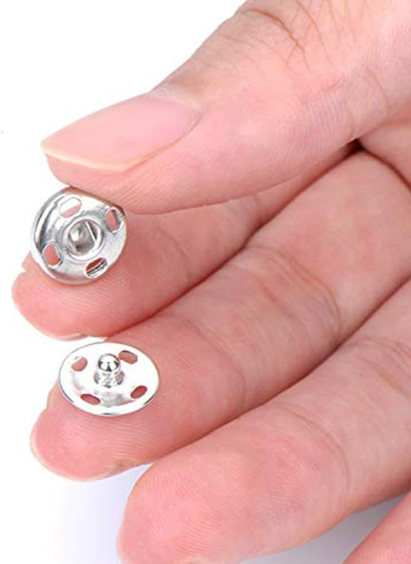 Snap Buttons,120 Sets Clothes Hidden Button, Sew-On Snap Buttons Metal Snaps Fasteners Press Studs Buttons for Clothes Sewing Craft, 8.5 Mm and 10 Mm（Black and Silver） image number 4