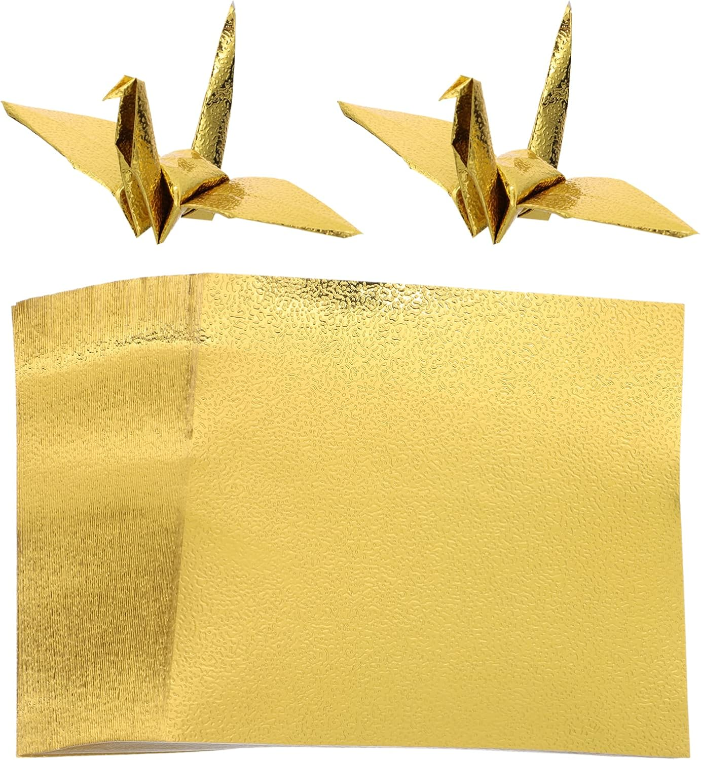Kisangel 100Pcs 4&times;4 Square Origami Paper Gold Beautiful Foil Folding Paper for Crafting and Painting