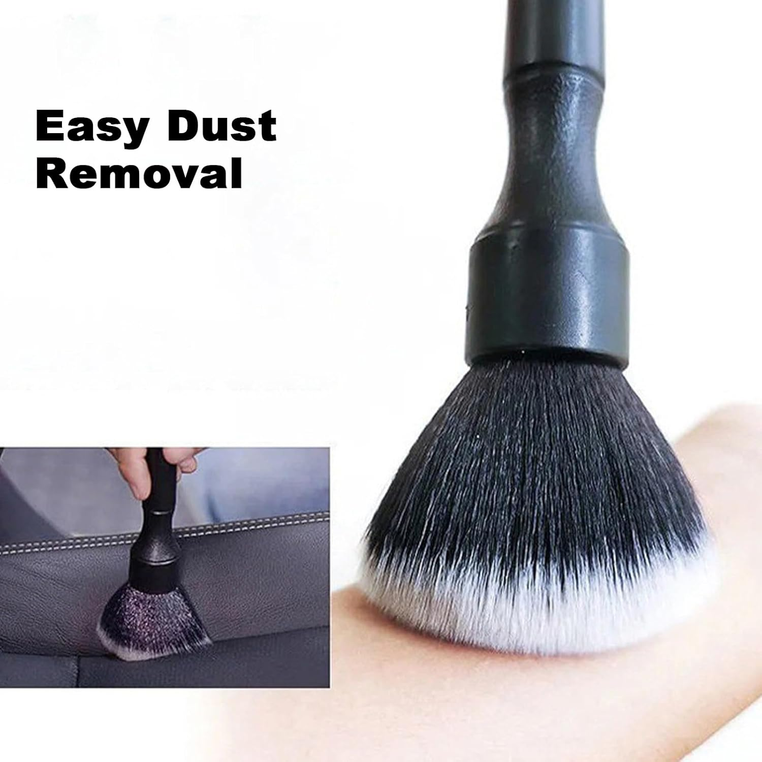 Pack of 2 Detailing Brushes, Car Cleaning, Car Brush Interior, Car Brush Exterior, Cleaning Brush Car, Dust Brush, Wet and Dry Use, for Automotive Interiors, Furniture, Keyboards (17 + 24 Cm) image number 1