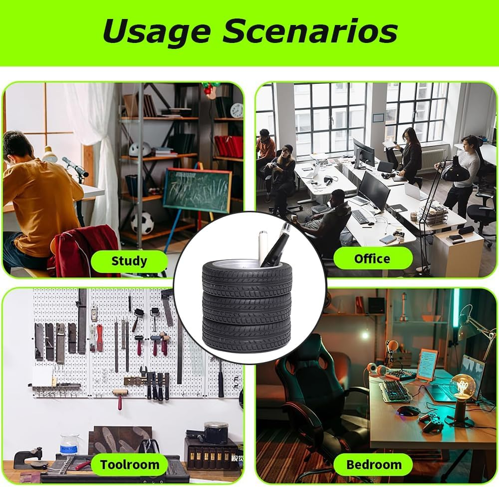 Tire Pen Holder,Fountain Pen Organiser,Table Ornaments,Stand Unique Novelty Pen,Learning Stationery Storage,For Desk,Home,Office Accessories image number 5