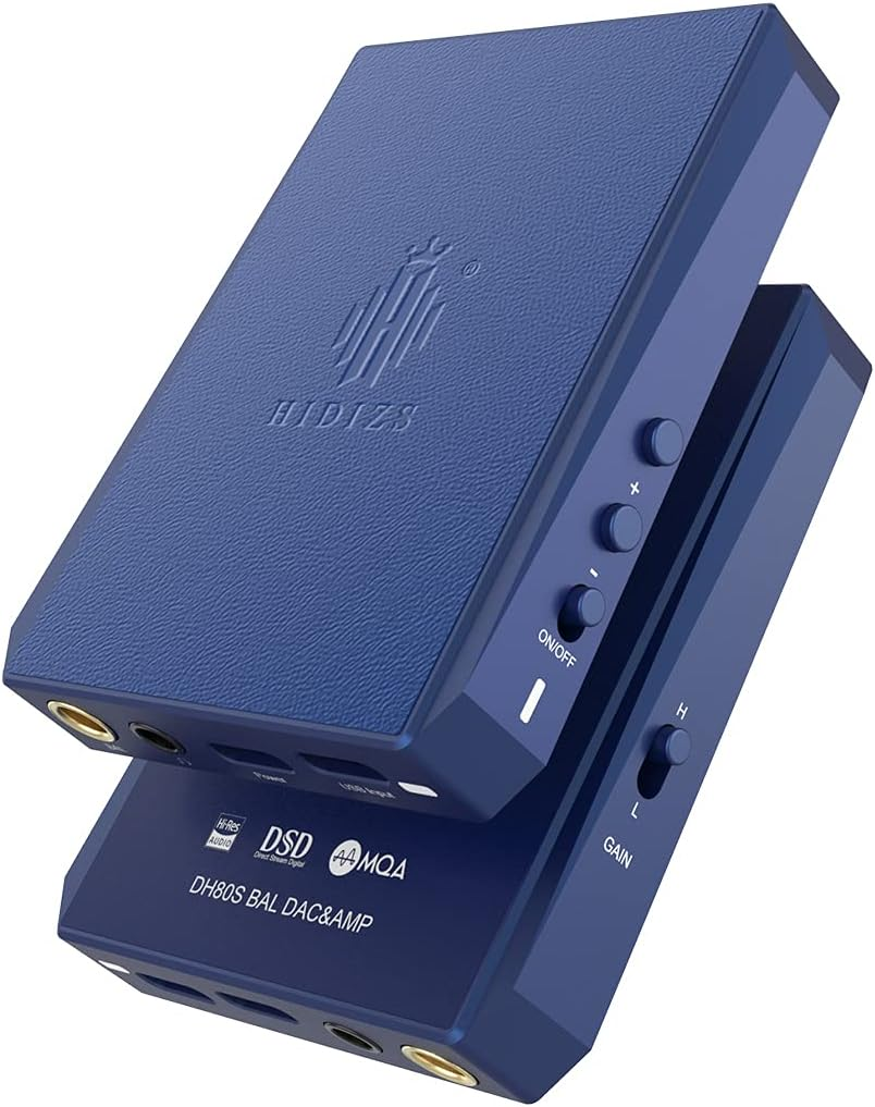 Hidizs DH80S Protable Hifi DAC/AMP ES9281C 32Bit/384Khz DSD64/128 Headphone Amplifiers with USB to SE3.5MM and BAL4.4MM Dual Headphones Outputs for Smartphones/Pc/Laptop/Hi Res Music Player