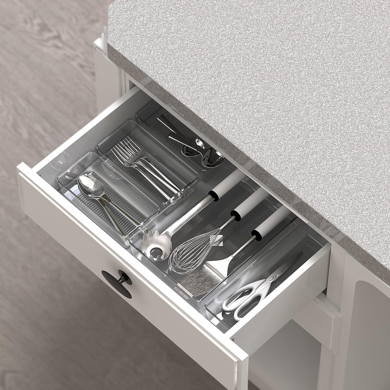 Simplehouseware 30 PCS Clear Drawer Organiser, 5 Size for Makeup, Bathroom and Kitchen Utensils