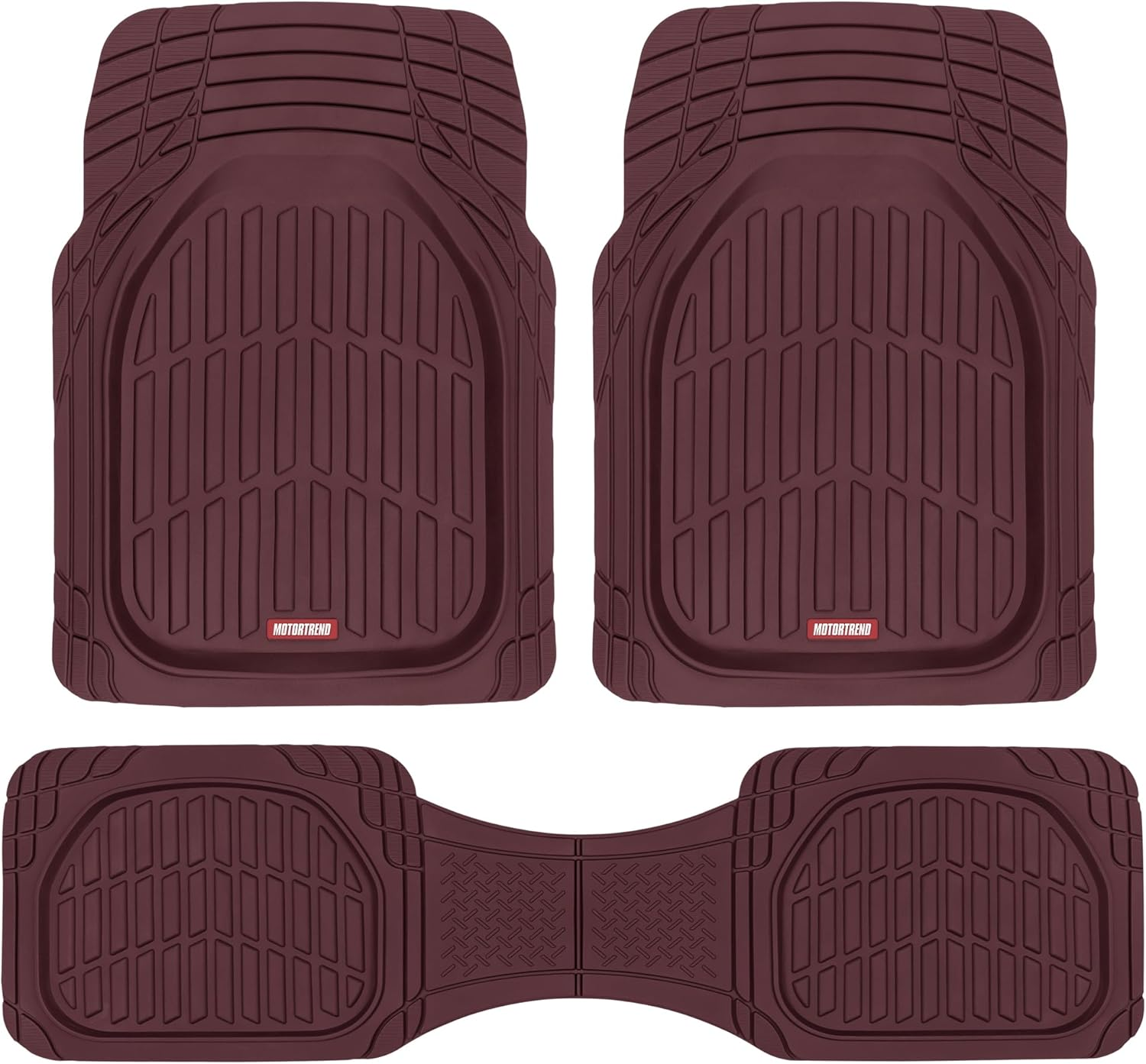Motor Trend Flextough Floor Mats for Cars, Burgundy Deep Dish All-Weather Car Mats, Waterproof Trim-To Fit Automotive Cars Trucks SUV, Universal Liner Accessories