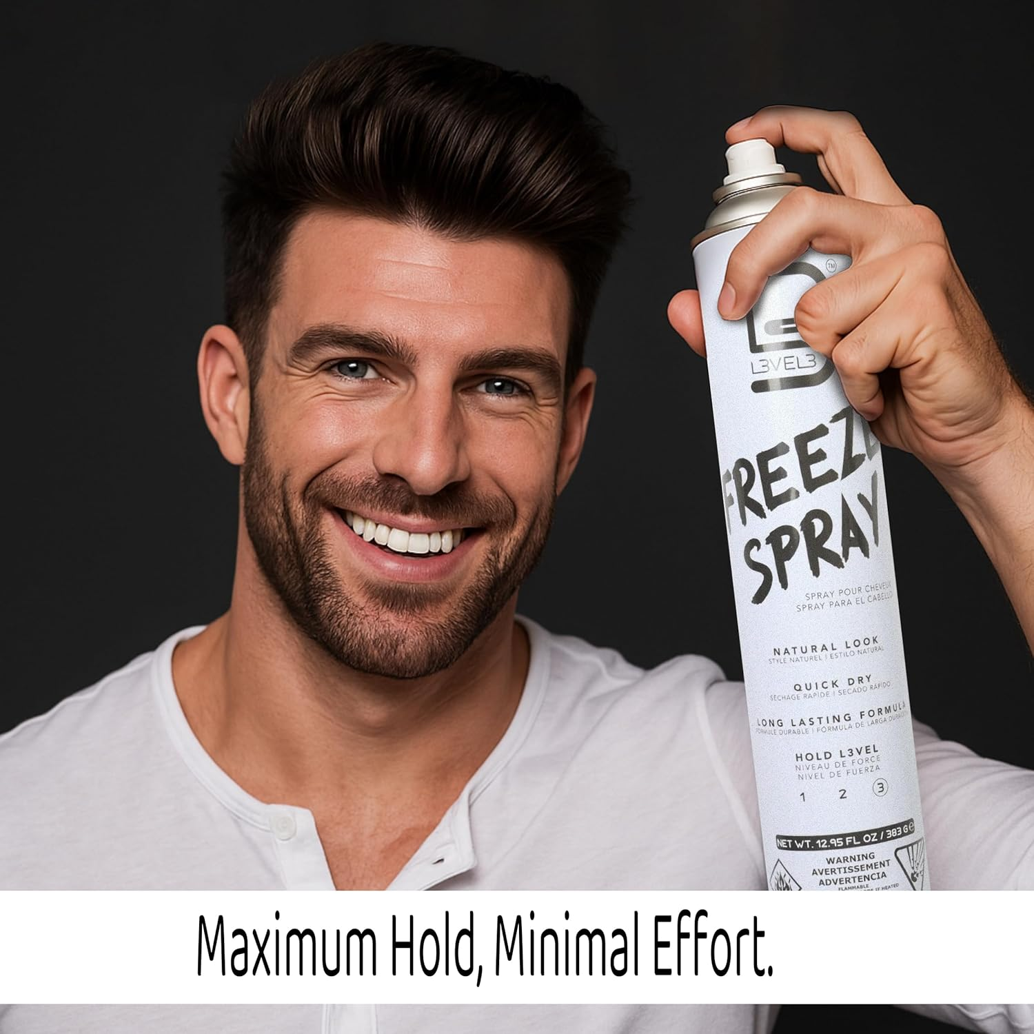 L3VEL3 Long Lasting and Strong Freeze Hair Spray 383 G image number 5