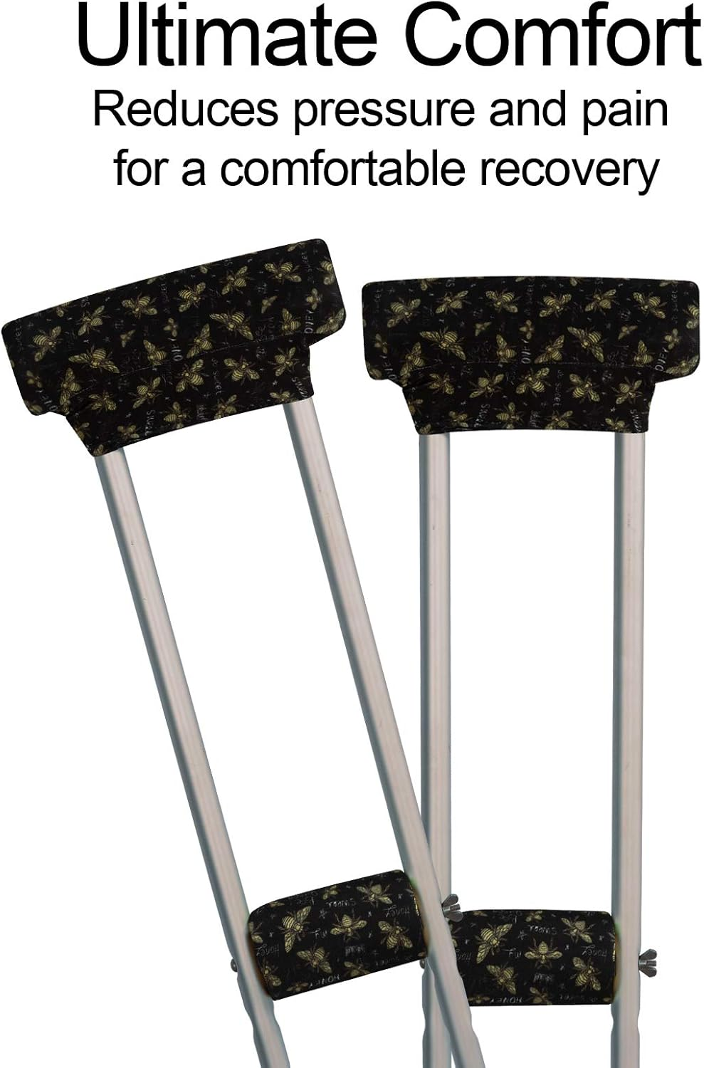 SPRING SEAON Universal Underarm Crutches Pads with Hand Grips, Silicone Contoured Grip, Black, Crutch Accessories image number 2