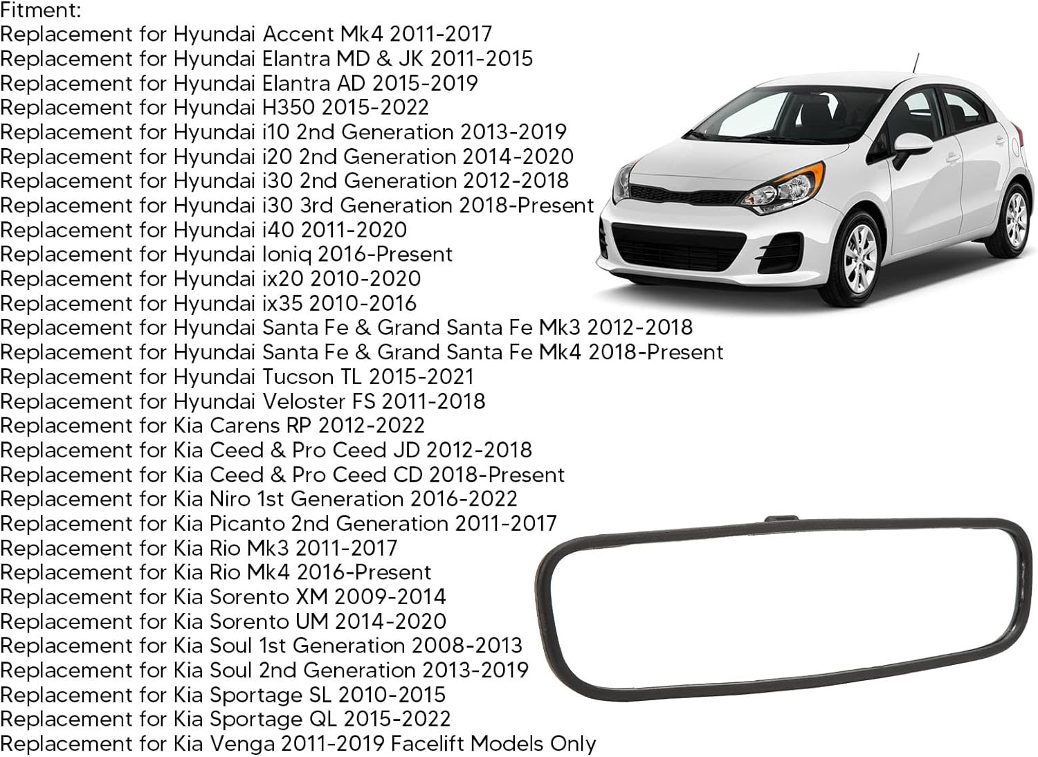 Interior Rear View Mirror, 85101 3X100 inside Rearview Mirror Replacement for Hyundai Accent Tucson, for Hyundai Elantra, for Hyundai Tucson, for Kia Sportage image number 4