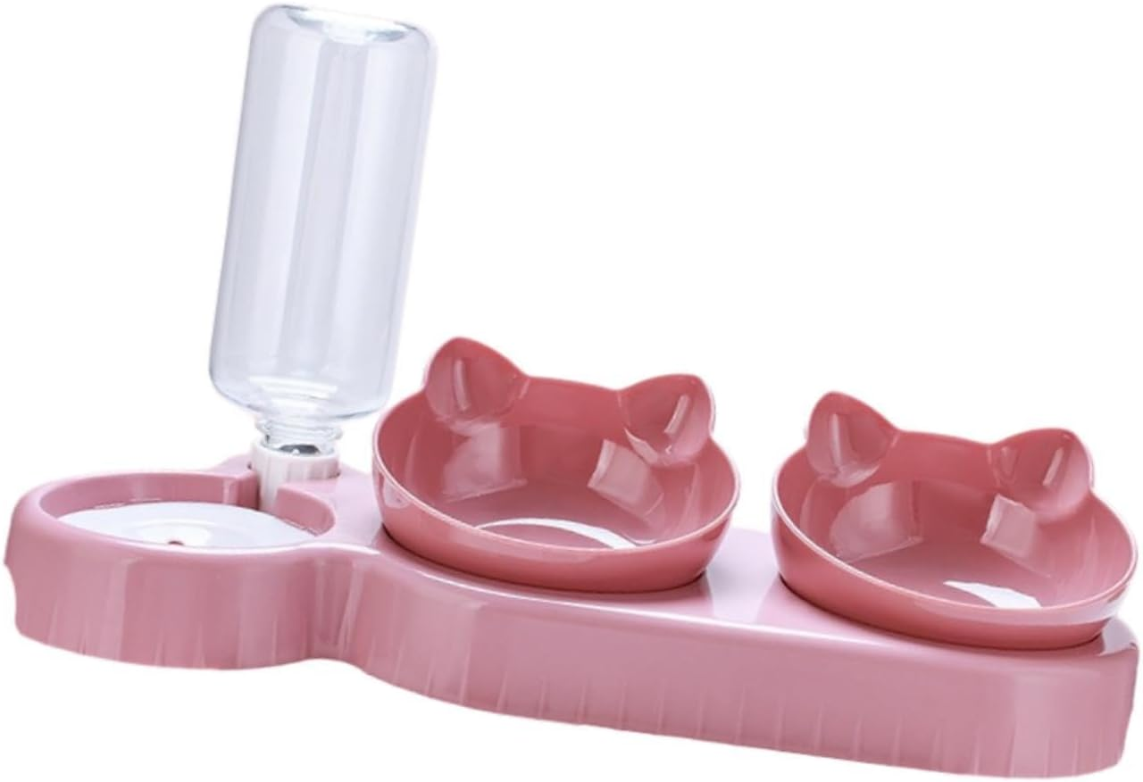 Stgfyxgs Non-Slip Triple Bowls for Cats and Small, Medium and Large Dogs, Pink Red image number 6