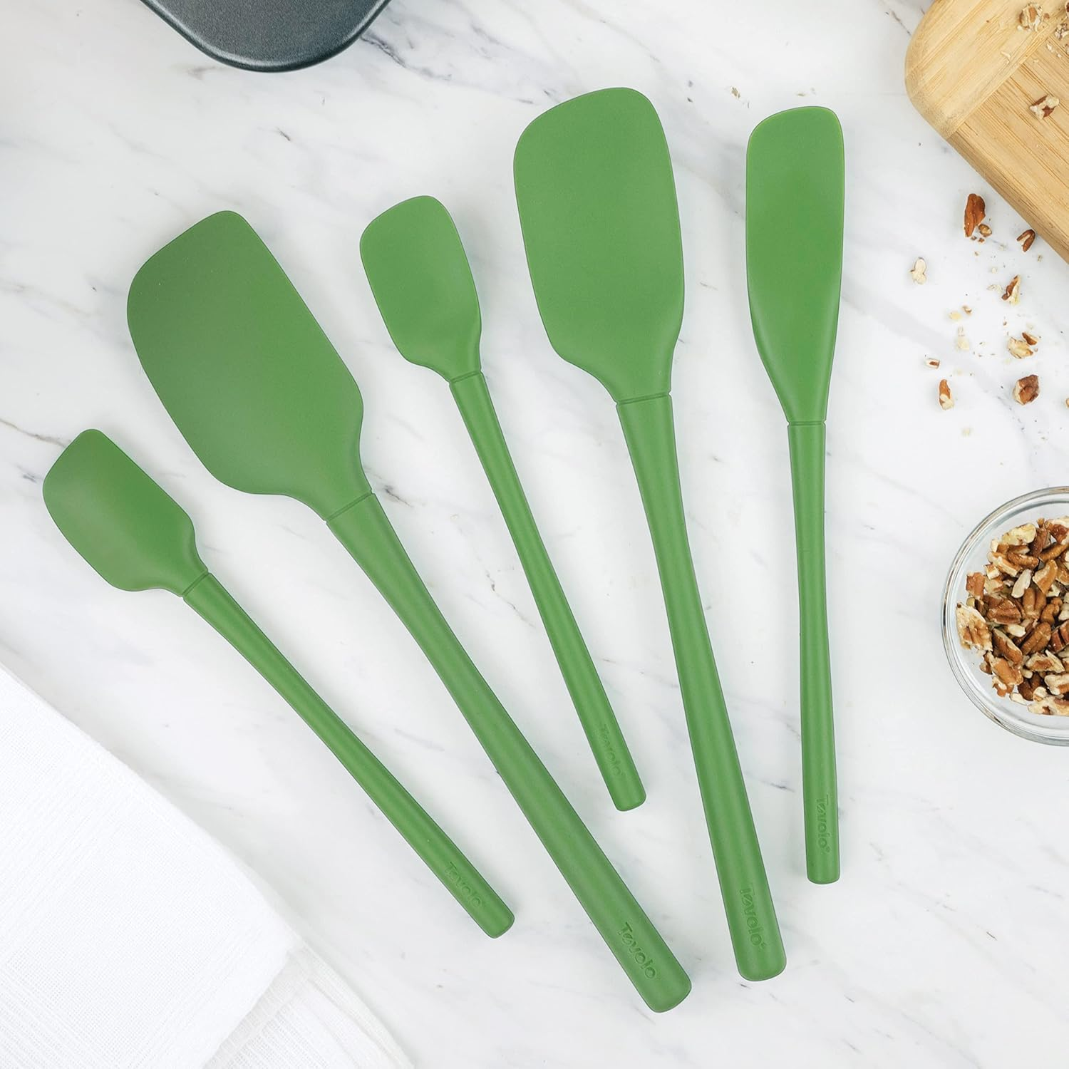 Tovolo Flex-Core&reg; All Silicone Spatula Set of 5 for Meal Prep, Cooking, Baking, and More - Pesto image number 4
