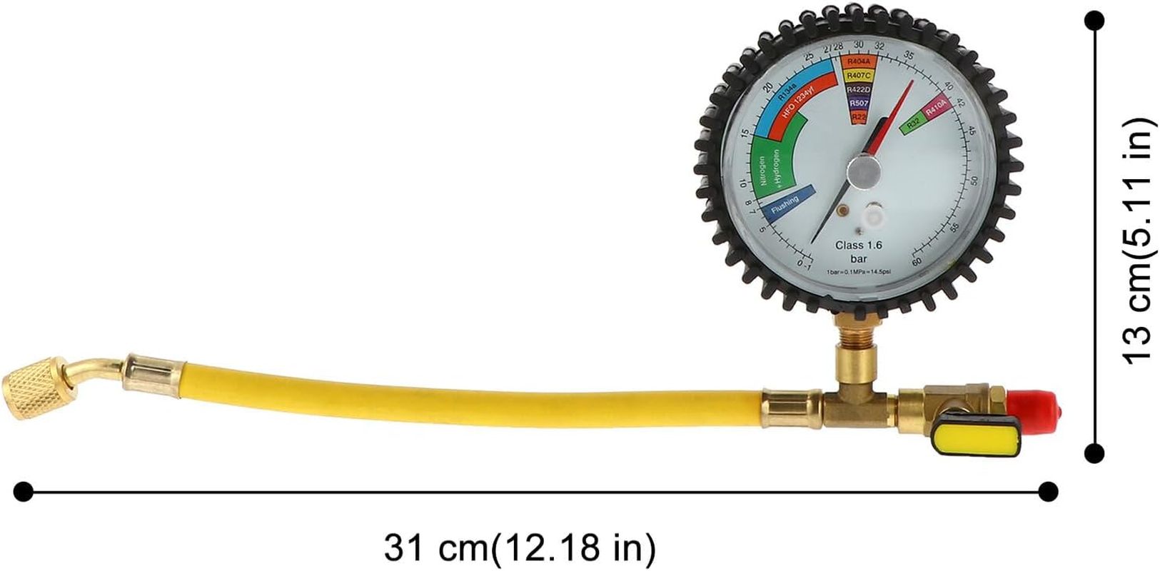 JECOMPRIS Pressure Tester Gauge for Air Conditioning Refrigeration Equipment Spherical Valve Replaceable Easy Pressure Testing Method for Home Automotive Use image number 3