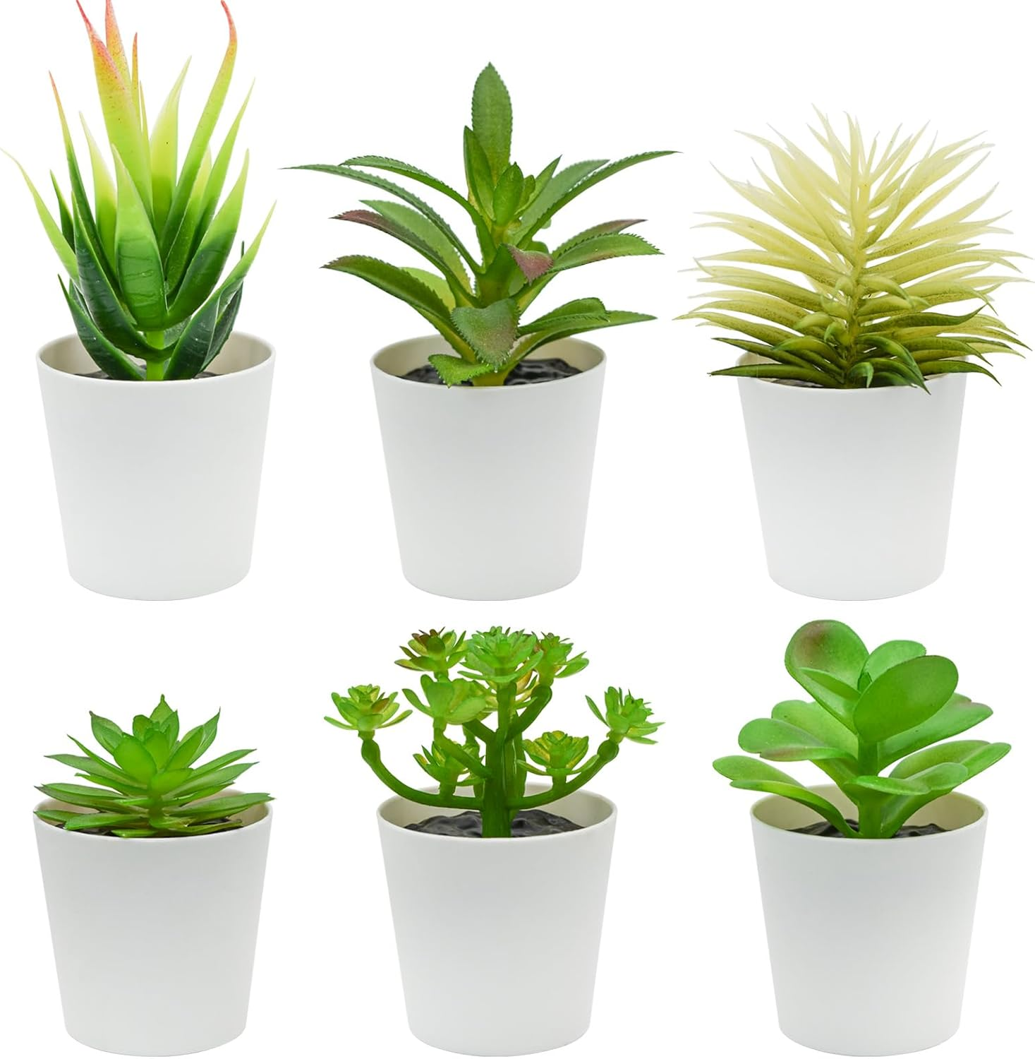 Bacucine Set of 6 Succulents Plants Artificial in Pots Desk Plant Fake Plants Faux Succulents for Bedroom Windowsill Shelf Office Home Decor (Red)