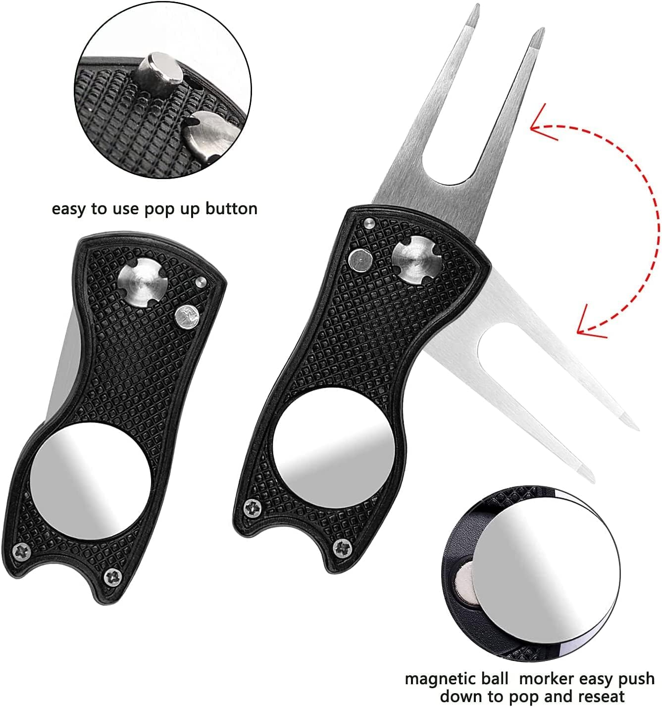 Golf Towel and Tool Accessories Bag KIT - Comes with a Golf Towel, Golf Club Cleaner, Divot Repair Tool, Golf Club Brush, Golf Ball Marker. This Are the Perfect Golf Accessories for Men and Women image number 2