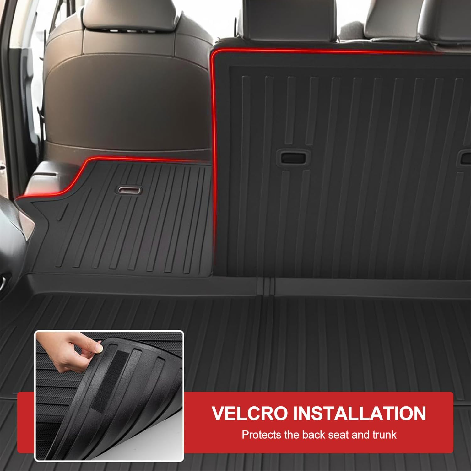 HOOMFIT All Weather Floor Mats Compatible with 2019-2025 Toyota RAV4, Full Set Cargo Liner Trunk Mat + Backrest Mats + Floor Mats for Toyota RAV4 Accessories image number 1